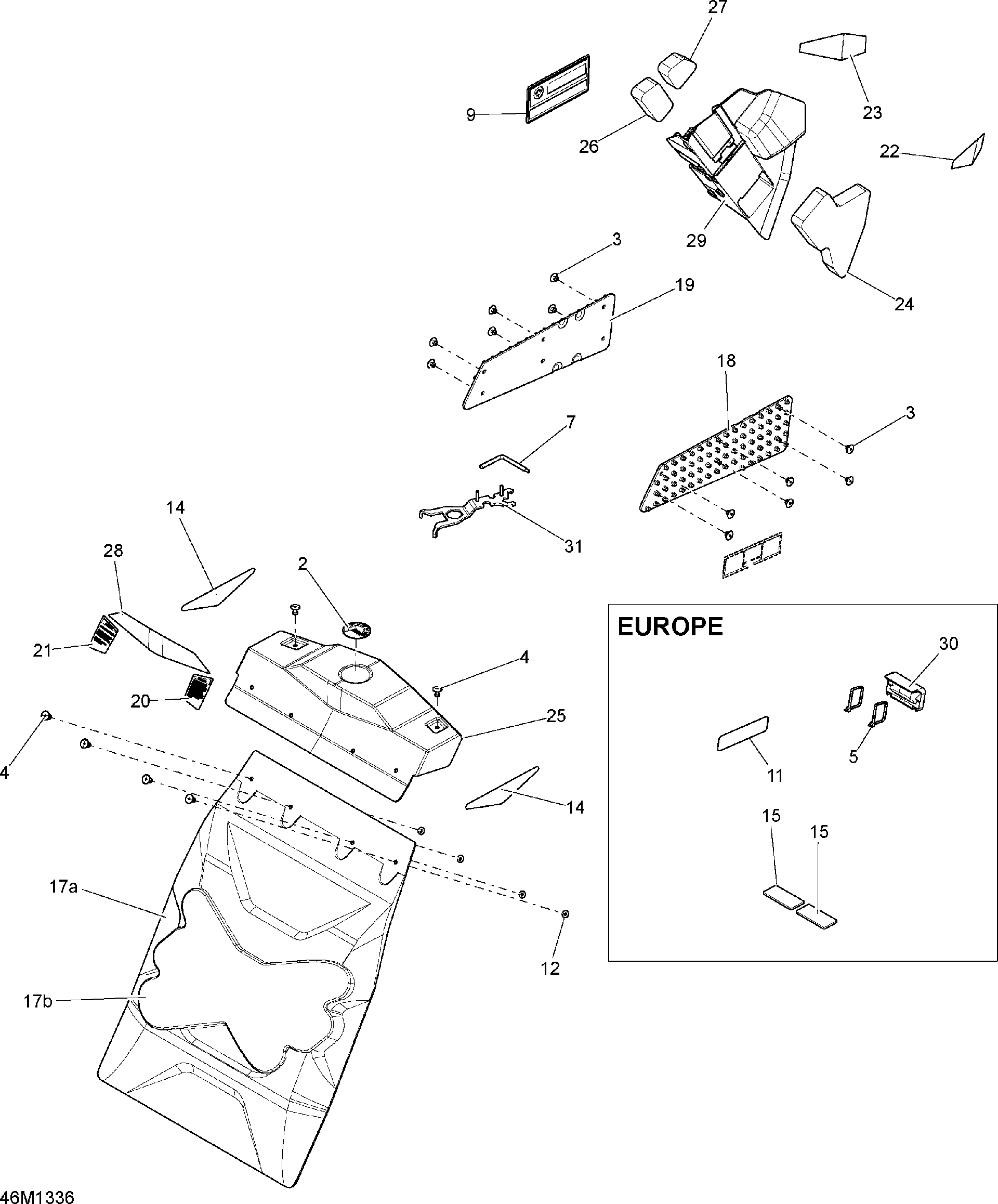 Fits 2013 Ski-Doo MXZ X 600RS XP REAR Reflector, OEM Part # 520001326 - schematic diagram