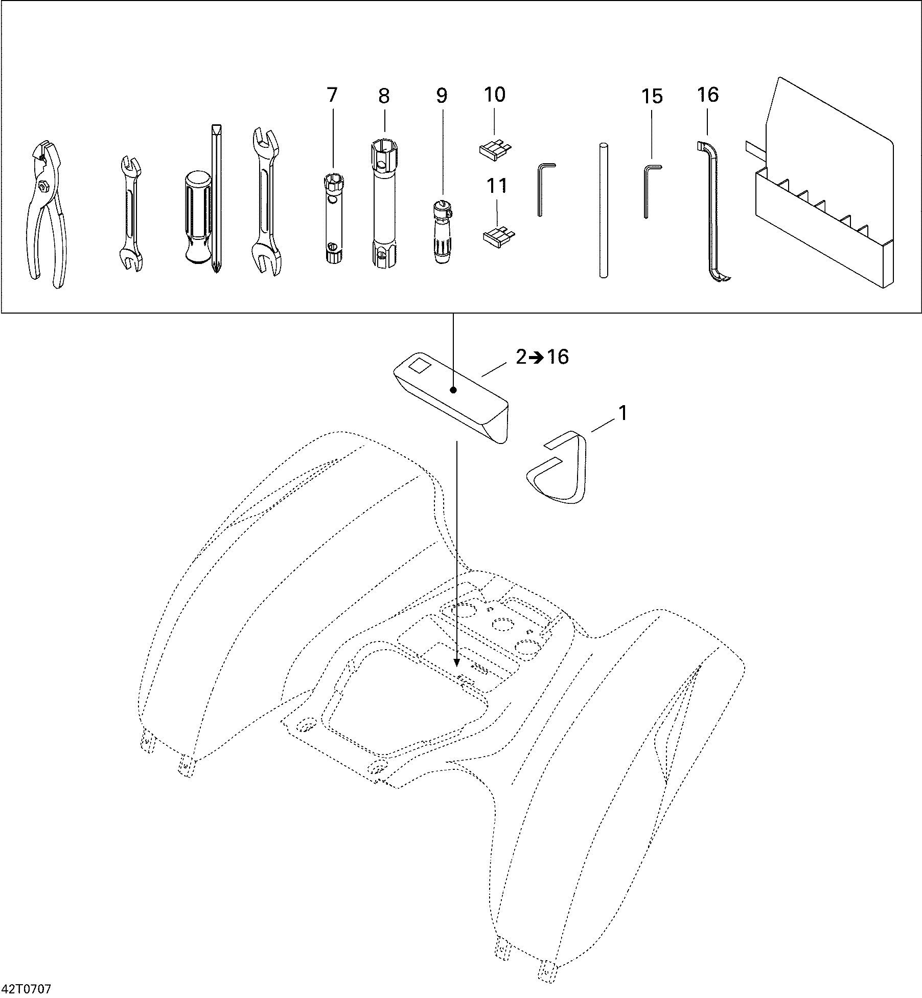 Fits 2007 Can-Am DS 650 X KIT TOOL Owner, OEM Part # 529000000 - schematic diagram