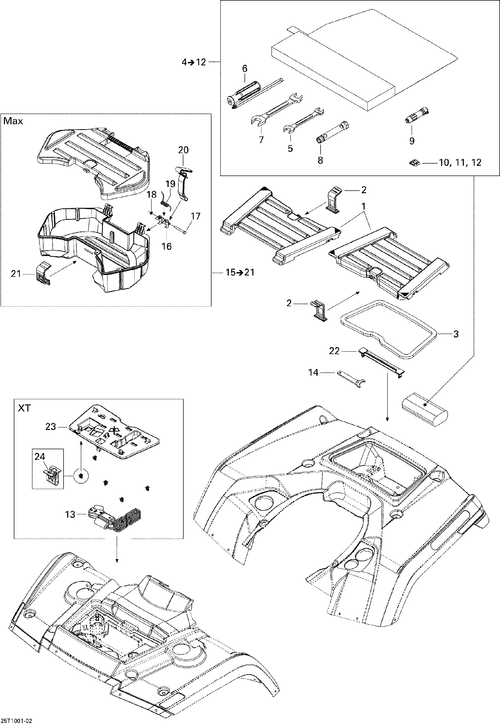 Fits 2007-2010 Can-Am Outlander 400 EFI / Outlander 500 EFI FORK Wrench 15/17 MM, OEM Part # 529000003 - schematic diagram