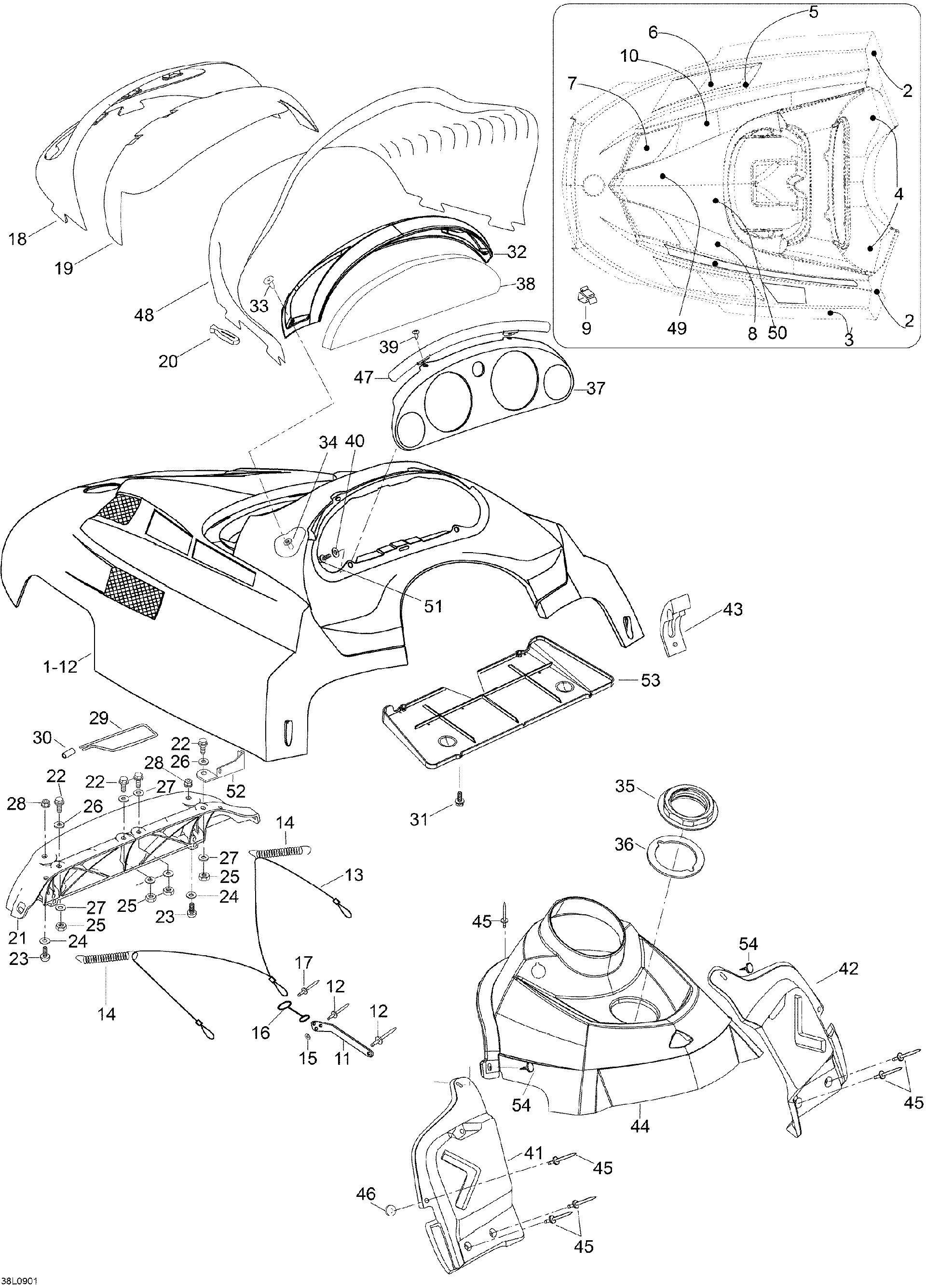Fits 2009 Ski-Doo Skandic SUV 600 Europe Retainer Cable CLIP, OEM Part # 5442870 - schematic diagram