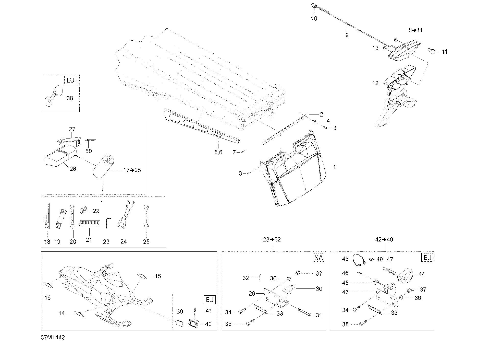Fits 2009, 2013, 2014 Ski-Doo EXPEDITION SE XU / EXPEDITION LE 600HOE Spring, OEM Part # 545693 - schematic diagram
