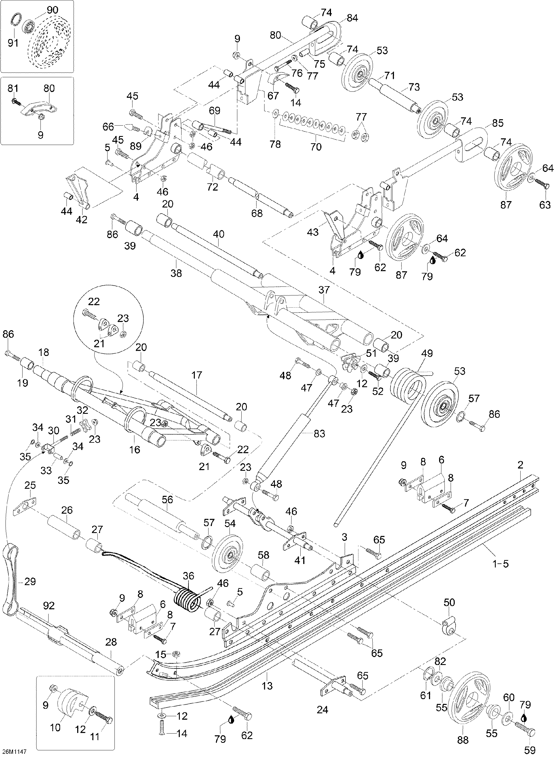 Fits 2008-2012 Ski-Doo Skandic SWT V800 YetiII / Skandic WT 550F YetiII LH Adjust CAM, OEM Part # 572030800 - schematic diagram
