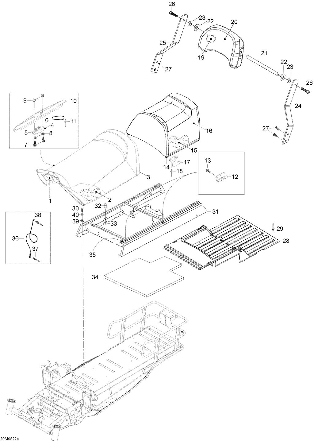 Fits 2008 Ski-Doo Skandic SWT 550F / Skandic SWT V-800 Tunnel Cover, OEM Part # 605154593 - schematic diagram