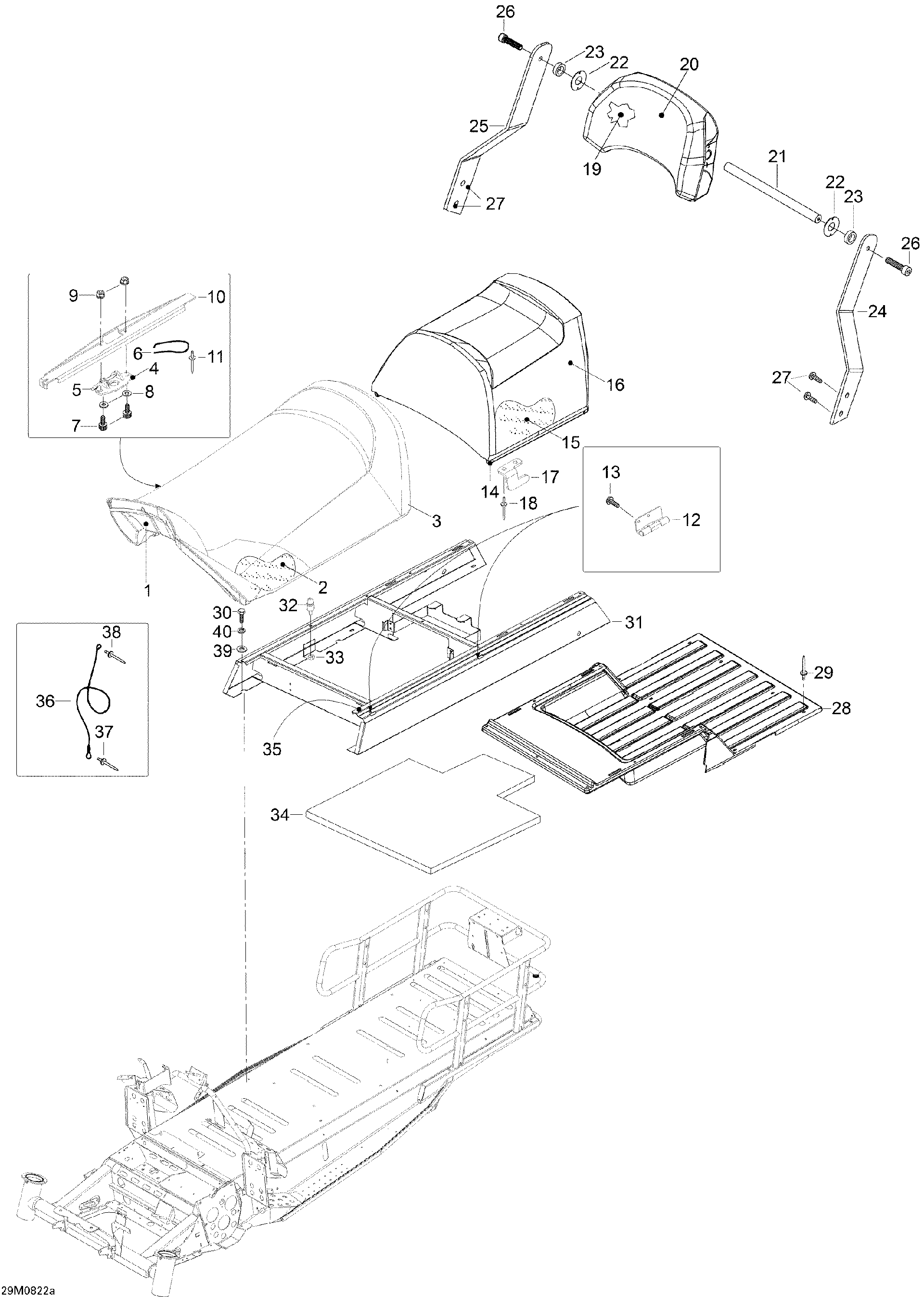 Fits 2008 Ski-Doo Skandic SWT 550F / Skandic SWT V-800 Tunnel Cover, OEM Part # 605154593 - schematic diagram
