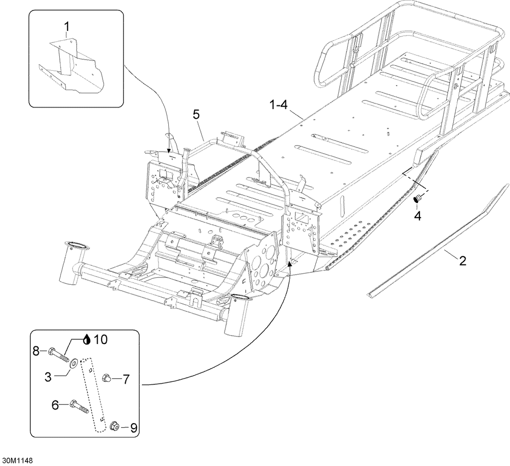 Fits 2008-2011 Ski-Doo Skandic WT 550F YetiII / Skandic SUV 550F Welded Steering Support, OEM Part # 605155568 - schematic diagram