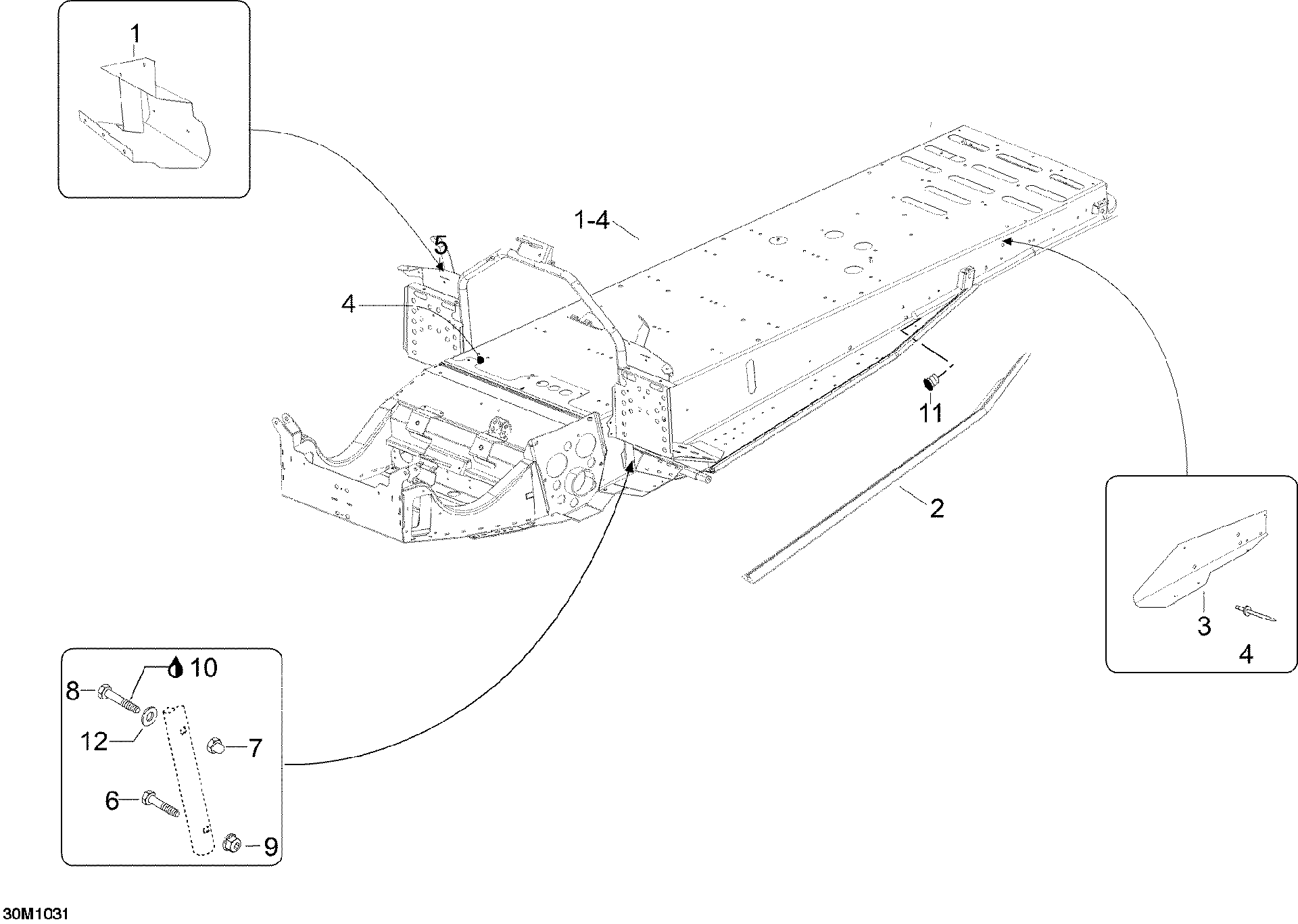 Fits 2008-2010 Ski-Doo Skandic SUV 550F / Expedition TUV 600 H.O. SDI LH Coner Support, OEM Part # 605350845 - schematic diagram