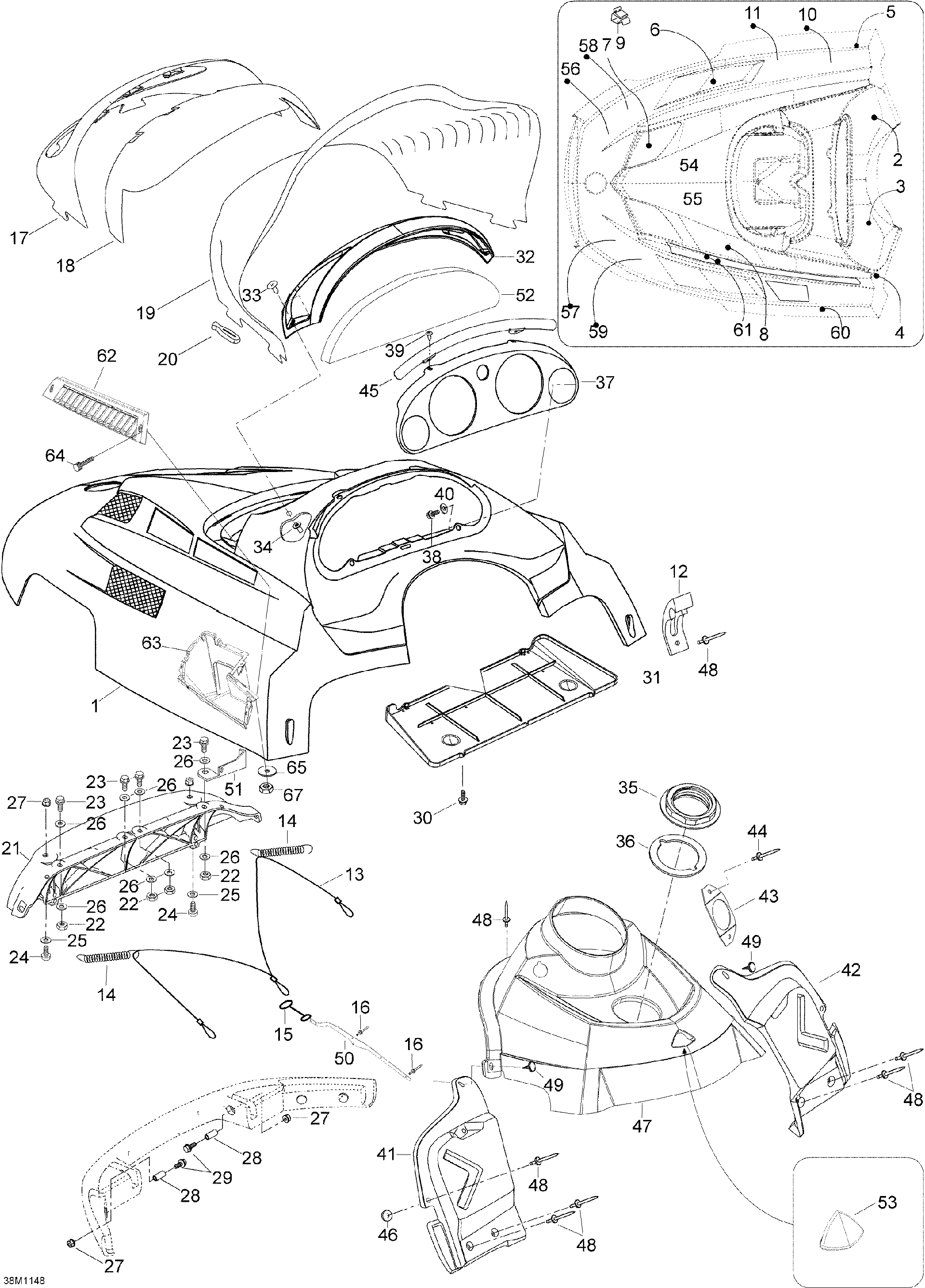 Fits 2008-2011 Ski-Doo Skandic WT 550F YetiII / Skandic SUV 550F Isolation REAR Center LH, OEM Part # 605350911 - schematic diagram