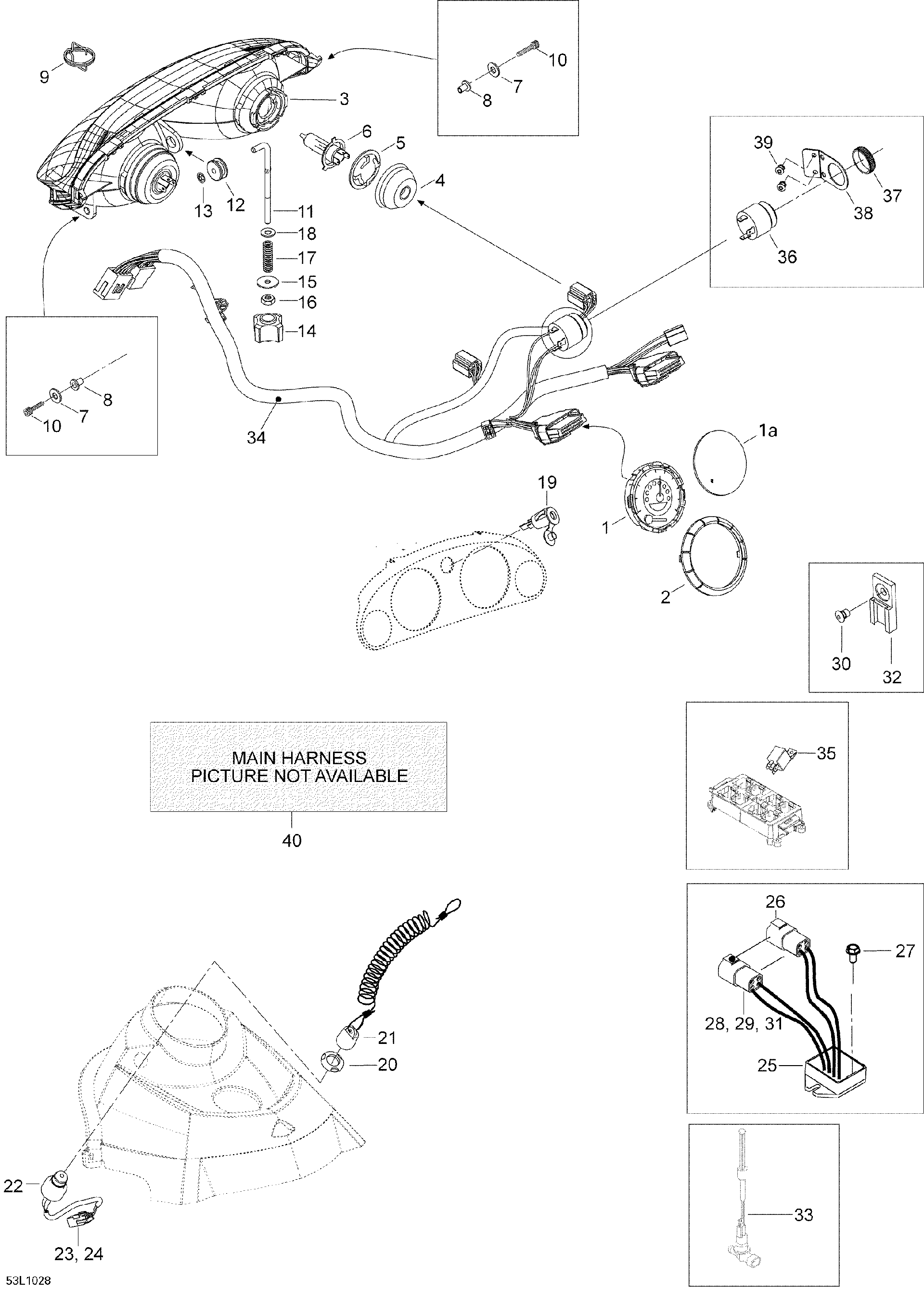 Fits 2008-2010 Ski-Doo Skandic WT 600 / Skandic SUV 600 Europe MAIN Harness, OEM Part # 605354749 - schematic diagram