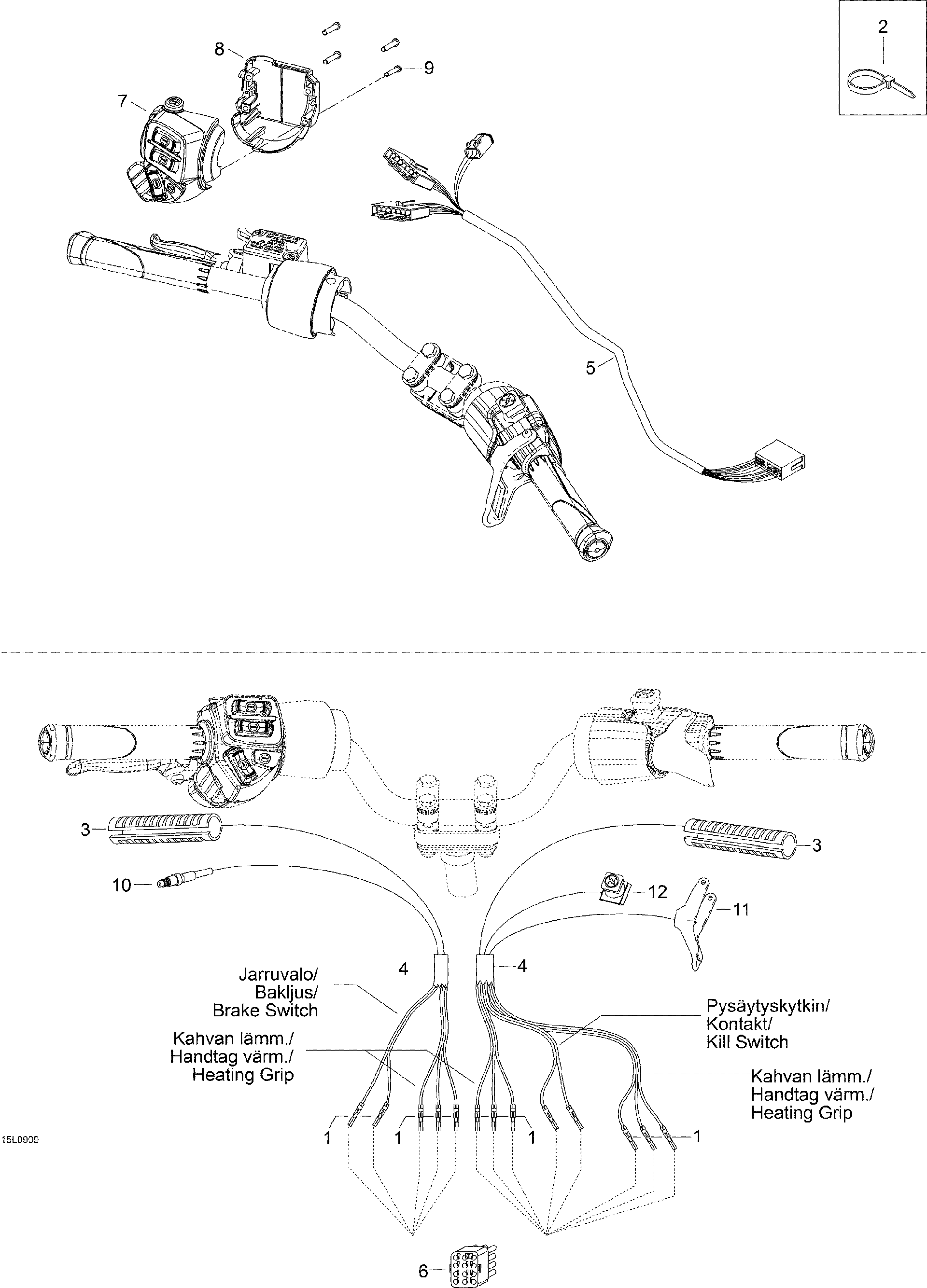 Fits 2008-2009 Ski-Doo Expedition TUV V800 4-TEC / Expedition TUV V800 MAIN Harness, OEM Part # 605355337 - schematic diagram