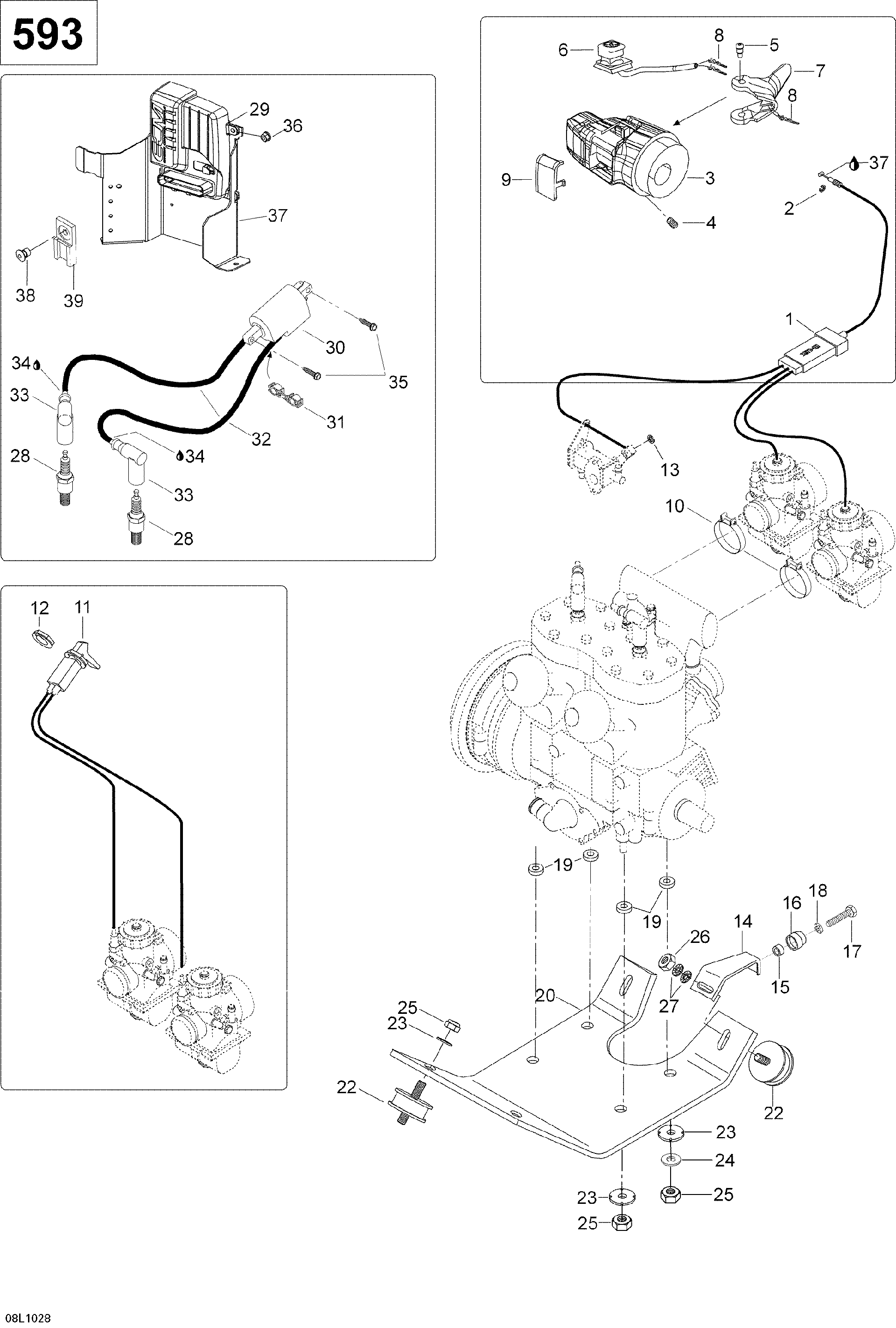 Fits 2008-2010 Ski-Doo Skandic WT 600 / Skandic SUV 600 Europe Throttle Housing, OEM Part # 605355737 - schematic diagram