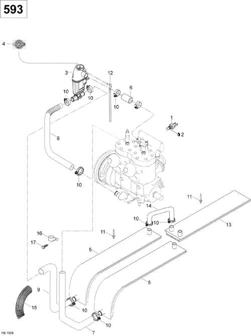 Fits 2009-2010 Ski-Doo Skandic WT 600 / Skandic SUV 600 Europe HOSE, OEM Part # 605355768 - schematic diagram