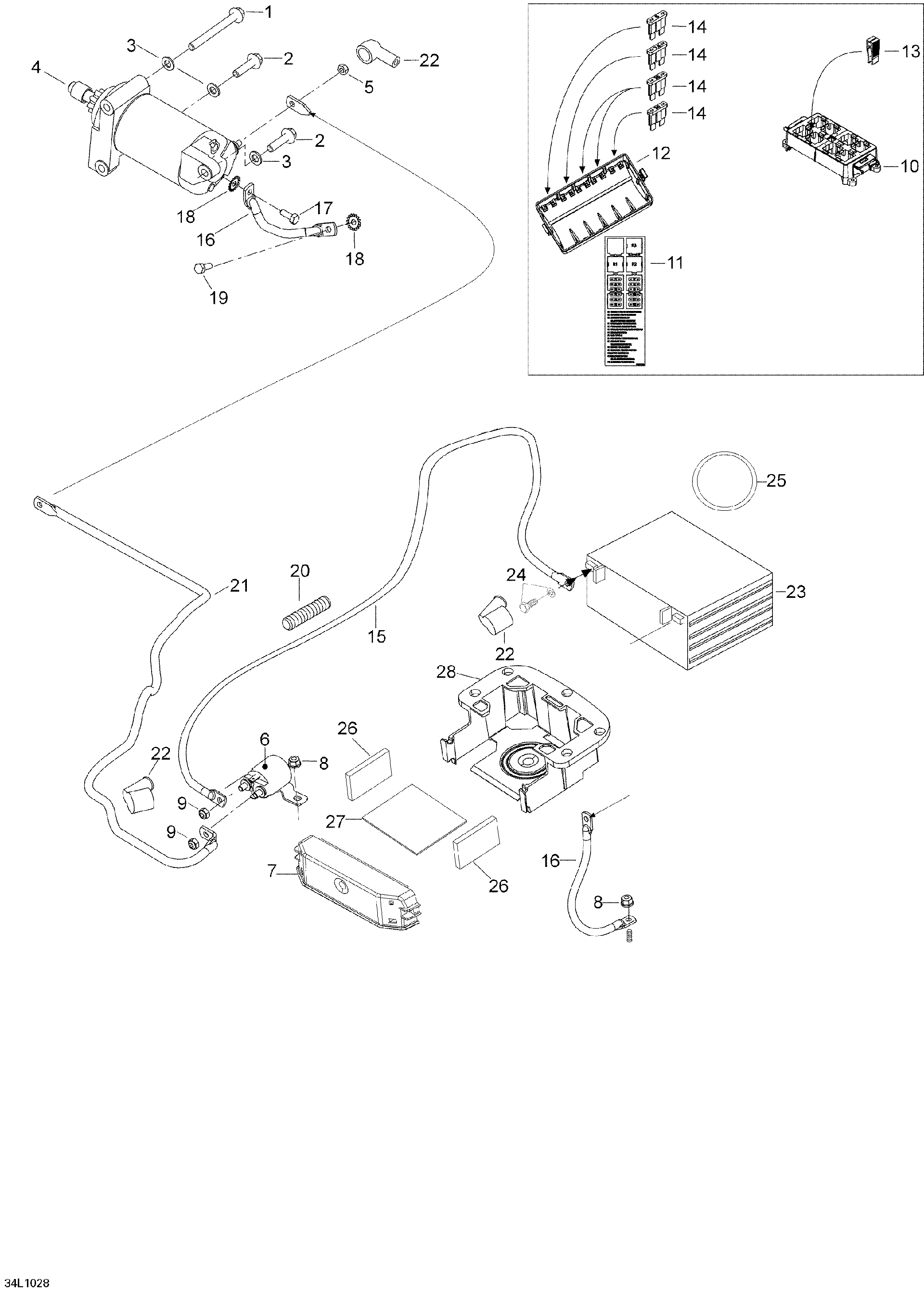 Fits 2009-2010 Ski-Doo Skandic WT 600 / Skandic SUV 600 Europe Ground WIRE, OEM Part # 605355795 - schematic diagram