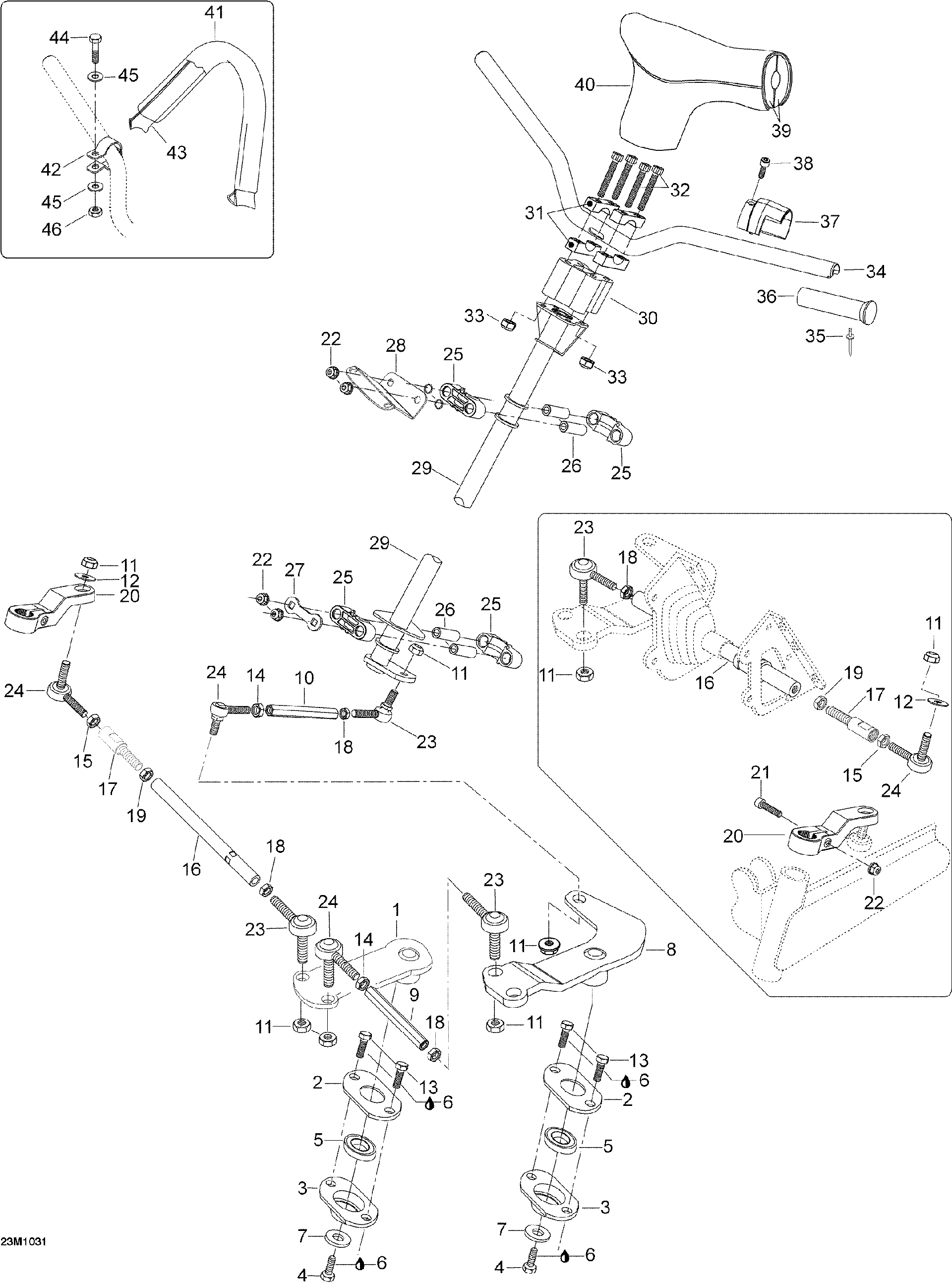 Fits 2008-2010 Ski-Doo Skandic SUV 550F / Expedition TUV 600 H.O. SDI TIE ROD, OEM Part # 605450220 - schematic diagram