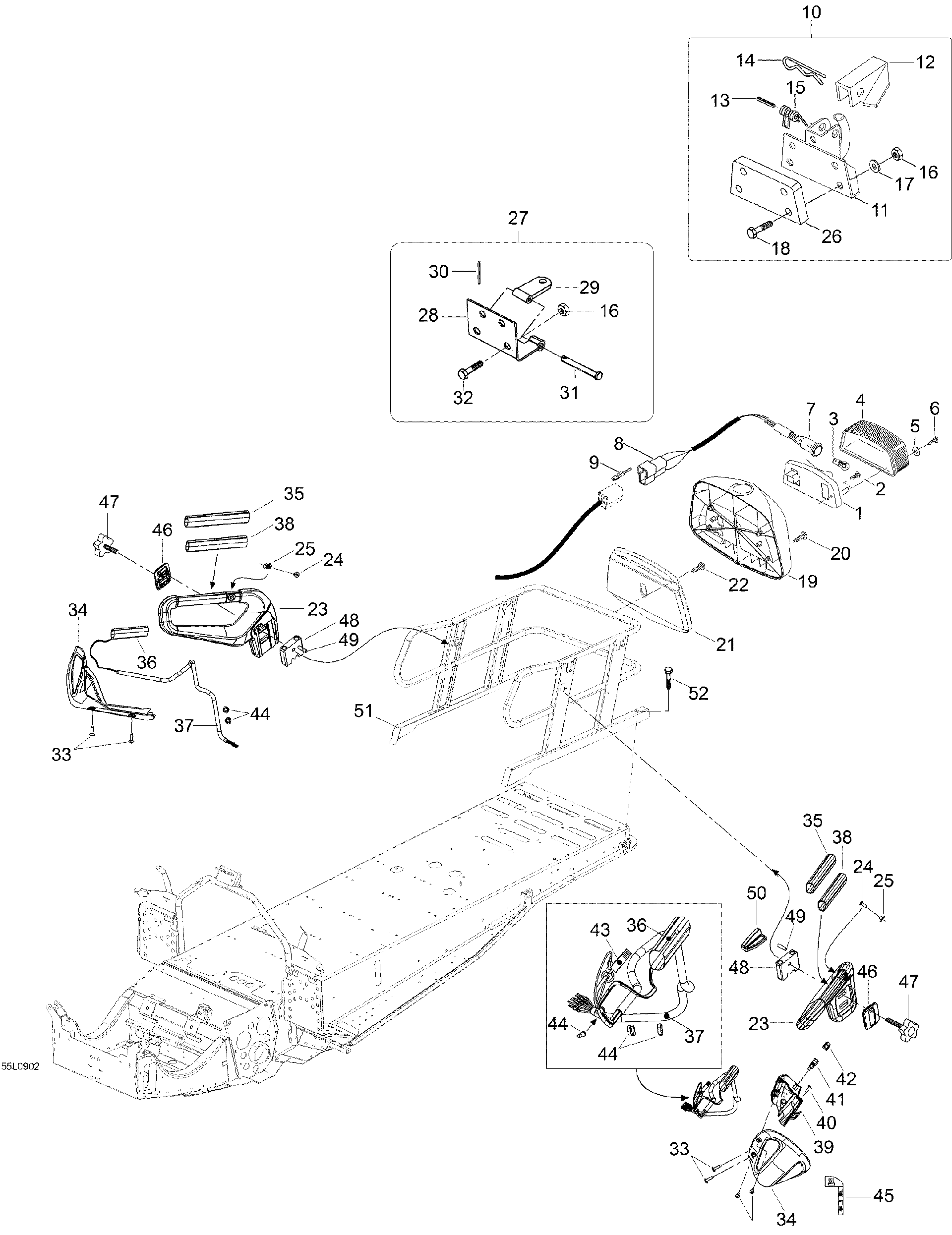 Fits 2008-2009 Ski-Doo Expedition TUV 600 H.O. SDI / Expedition TUV V800 4-TEC Handle MALE M8 X 80, OEM Part # 605640015 - schematic diagram