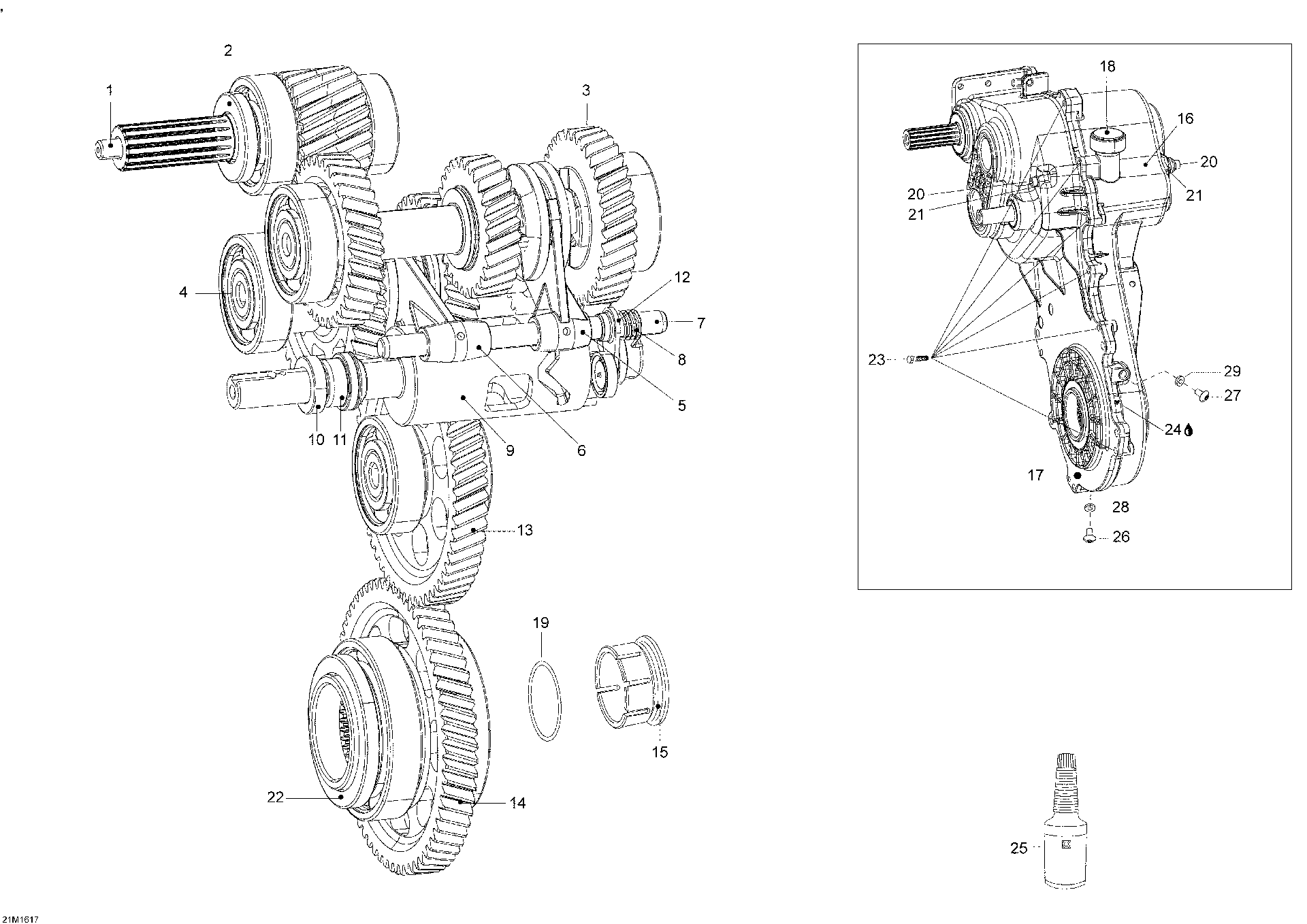 Fits 2016 Ski-Doo SKANDIC - 2-STROKE / SKANDIC - 4-STROKE Reverse Shaft Ass'y, OEM Part # 619230065 - schematic diagram