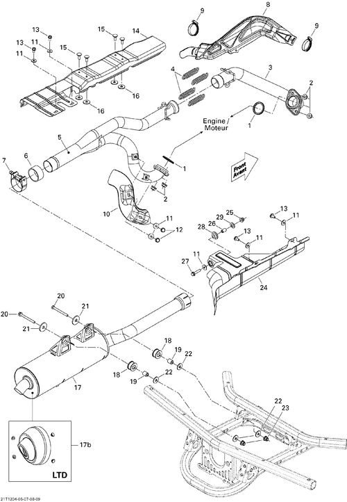 Fits 2007-2012 Can-Am Outlander MAX 800REFI LTD / Renagade 500EFI STD Muffler CAP KIT, OEM Part # 703500701 - schematic diagram