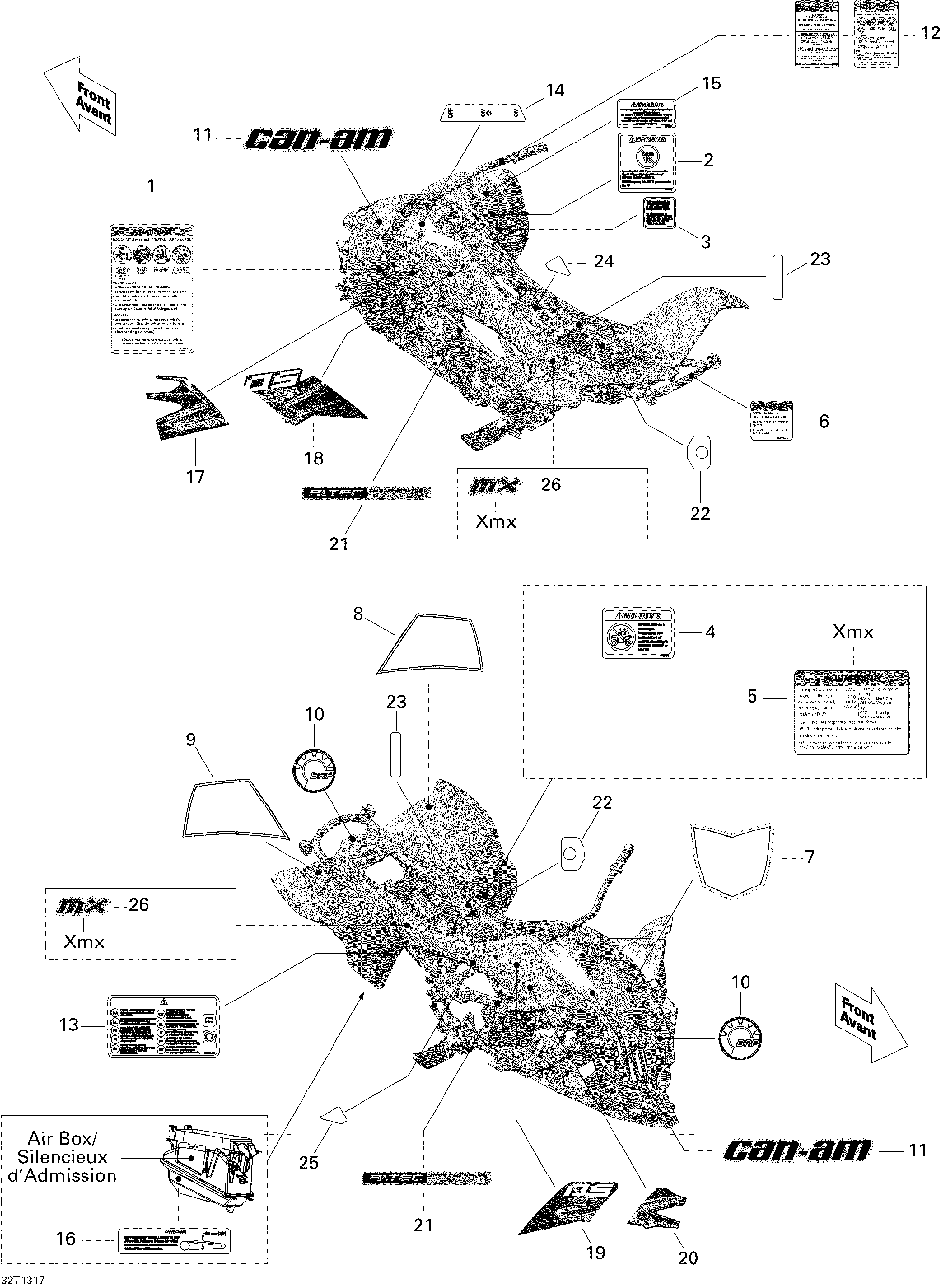 Fits 2010-2013 Can-Am DS 450EFI Xmx / DS 450EFI Xxc & Xmx RH Decal, OEM Part # 704901940 - schematic diagram