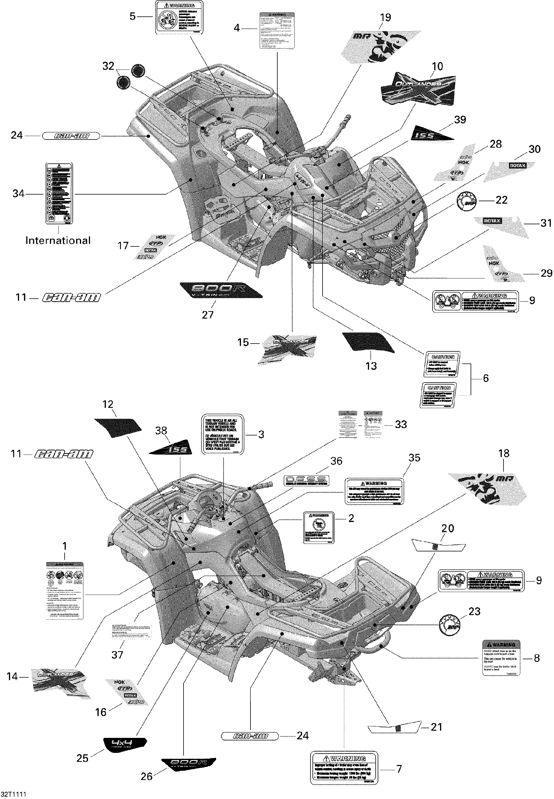 Fits 2011 Can-Am Outlander 800R EFI / Renegade 800R EFI LH Sponsor Decal, OEM Part # 704902240 - schematic diagram