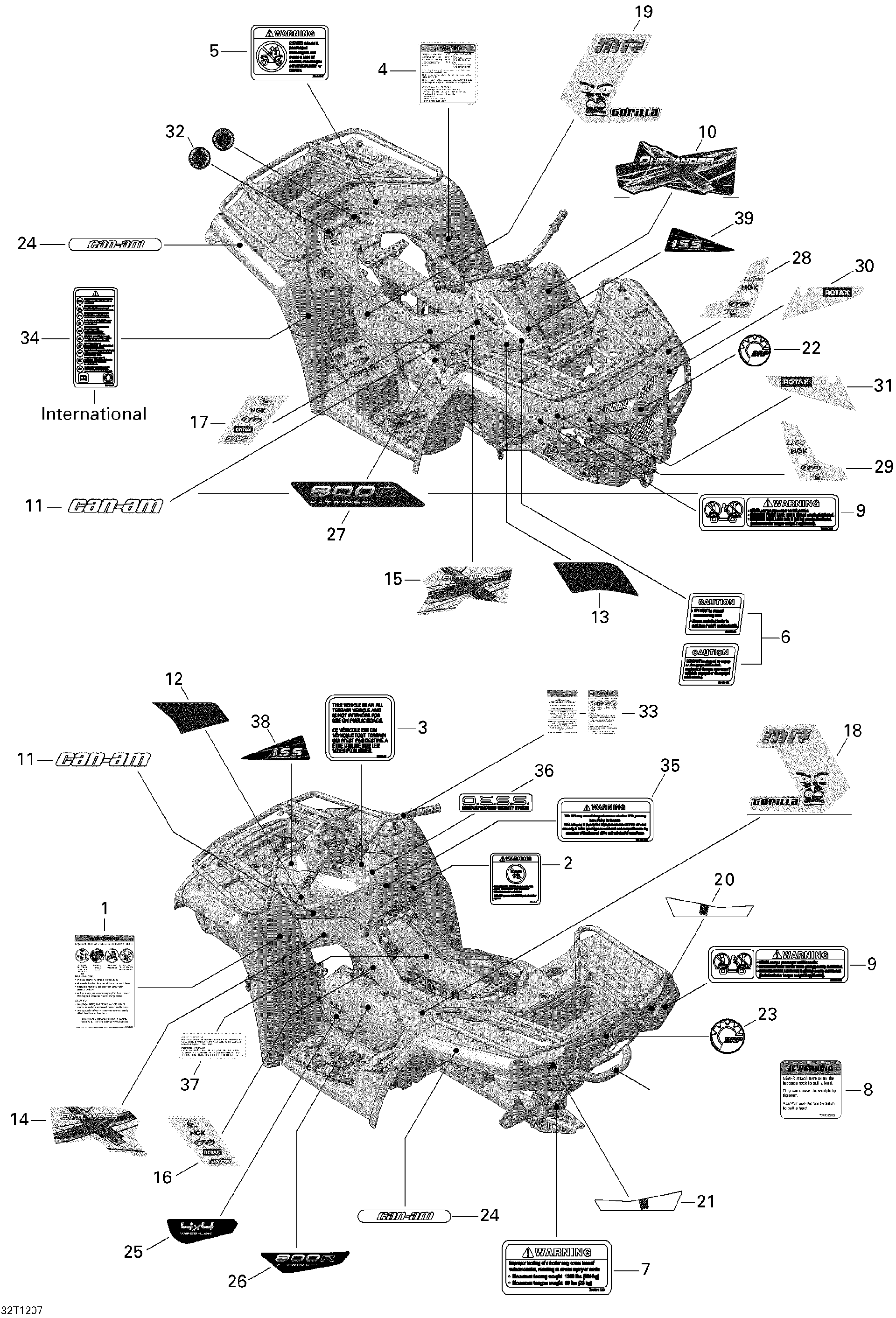 Fits 2011-2012 Can-Am Outlander 800REFI Xmr / Outlander 800R EFI LH Panel Decal, OEM Part # 704902260 - schematic diagram
