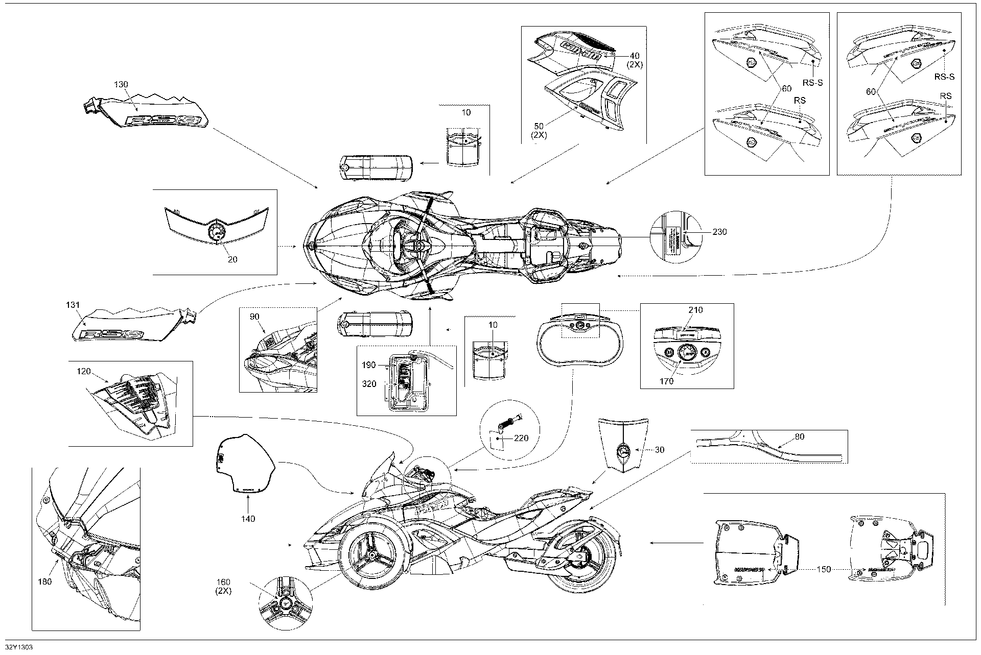 Fits 2013 Can-Am Spyder RS_RSS SE5 / Spyder RS_RSS SM5 Decal Spyder RS, OEM Part # 704903130 - schematic diagram