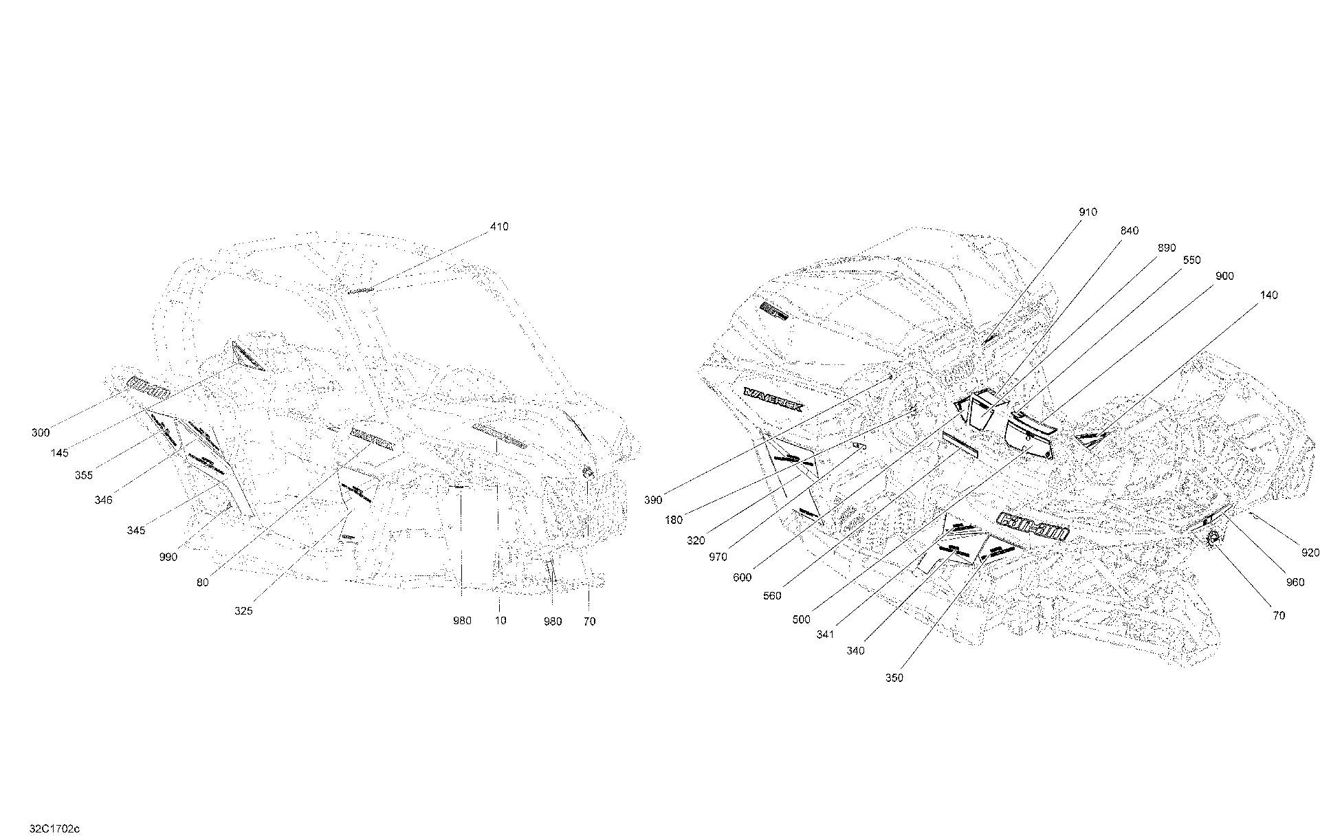 Fits 2017 Can-Am 1-Maverick / 2-Maverick MAX Lateral Label, OEM Part # 704905855 - schematic diagram