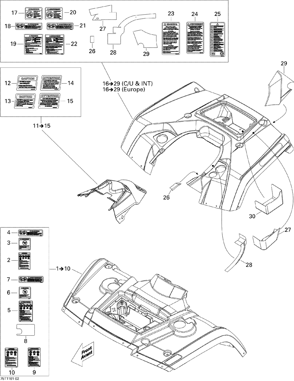 Fits 2007-2011 Can-Am Outlander 400 EFI / Outlander 500 EFI Reflective Sheet, OEM Part # 705002189 - schematic diagram