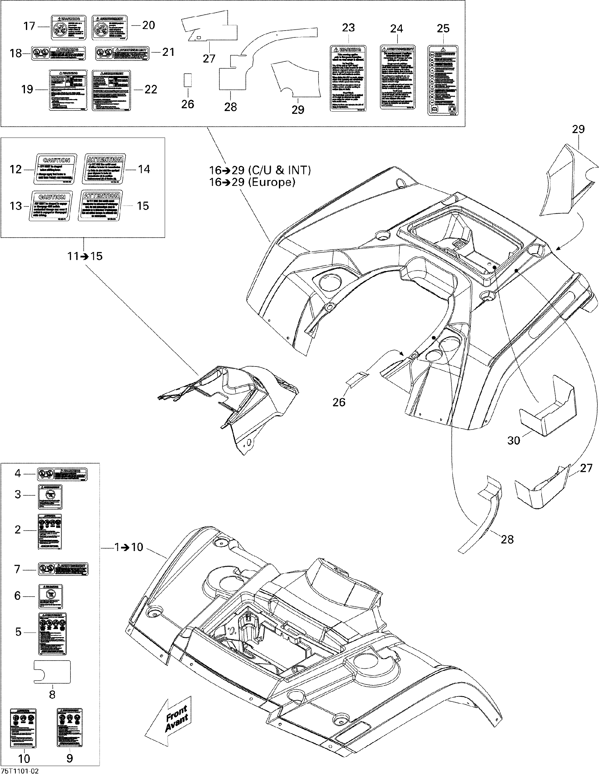Fits 2007-2011 Can-Am Outlander 400 EFI / Outlander 500 EFI Reflective Sheet, OEM Part # 705002189 - schematic diagram