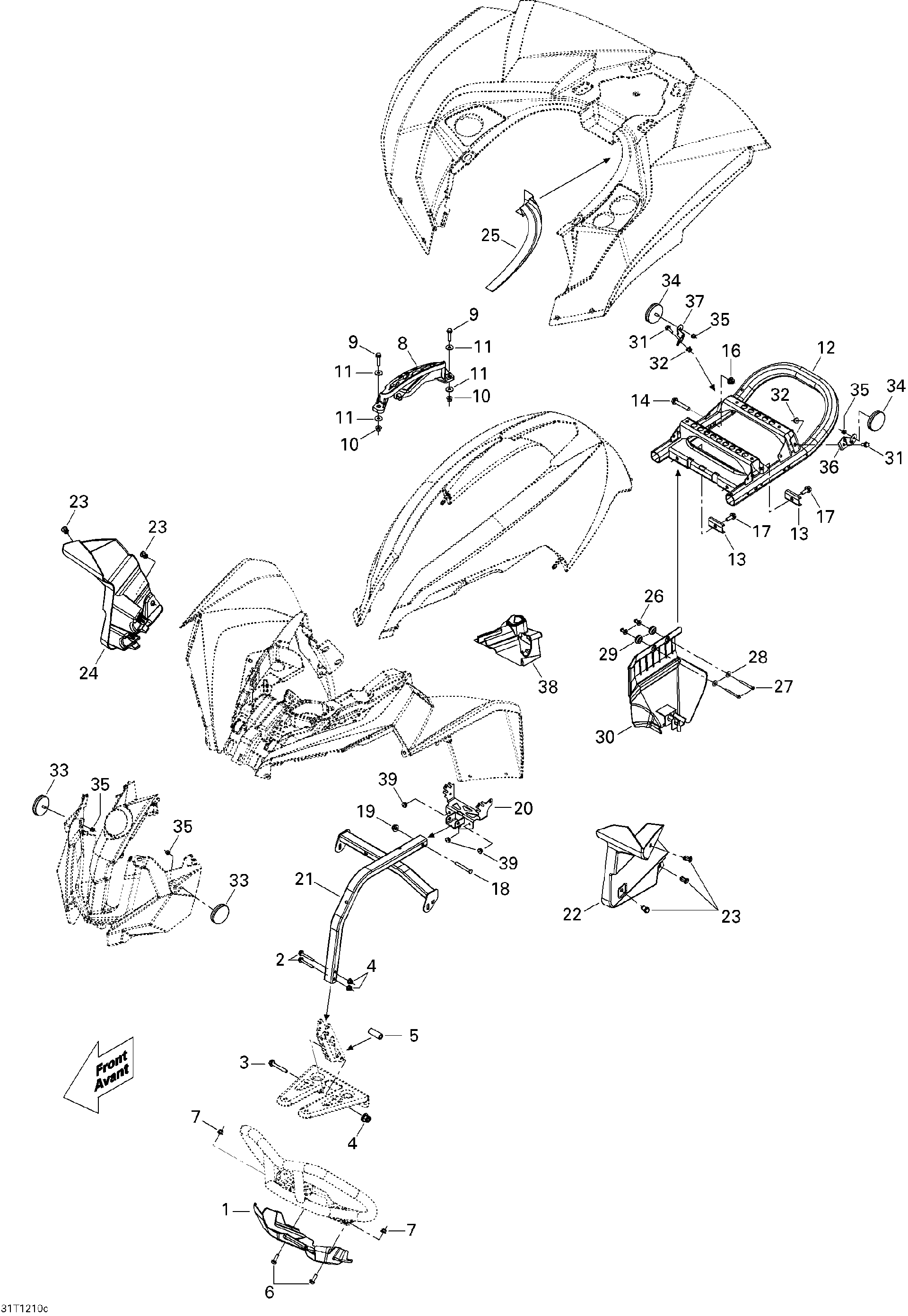 Fits 2007-2012 Can-Am Renagade 500EFI STD / Renegade 500 EFI RH Inner Fender, OEM Part # 705002241 - schematic diagram