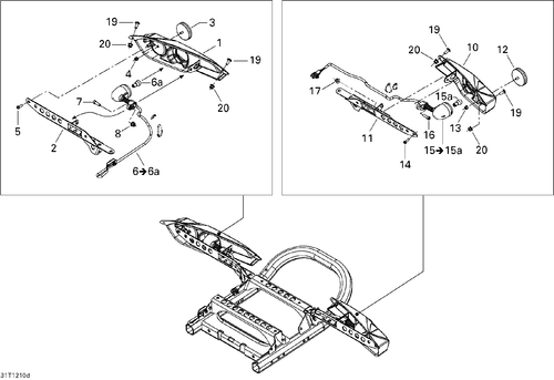 Fits 2007-2012 Can-Am Renagade 500EFI STD / Renegade 500 EFI RH REAR Facia, OEM Part # 705002265 - schematic diagram