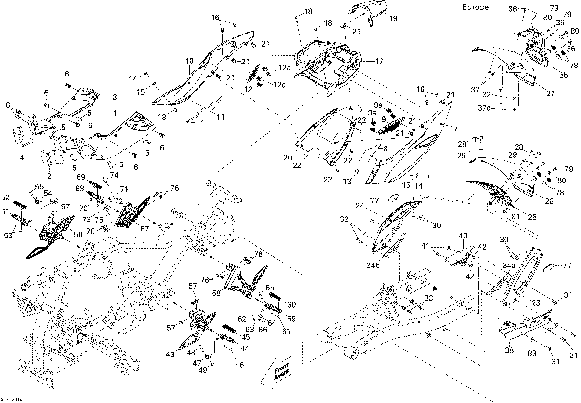 Fits 2008-2012 Can-Am Spyder RS SE5 / Spyder RS SM5 RH GAS TANK Cover, OEM Part # 705002546 - schematic diagram