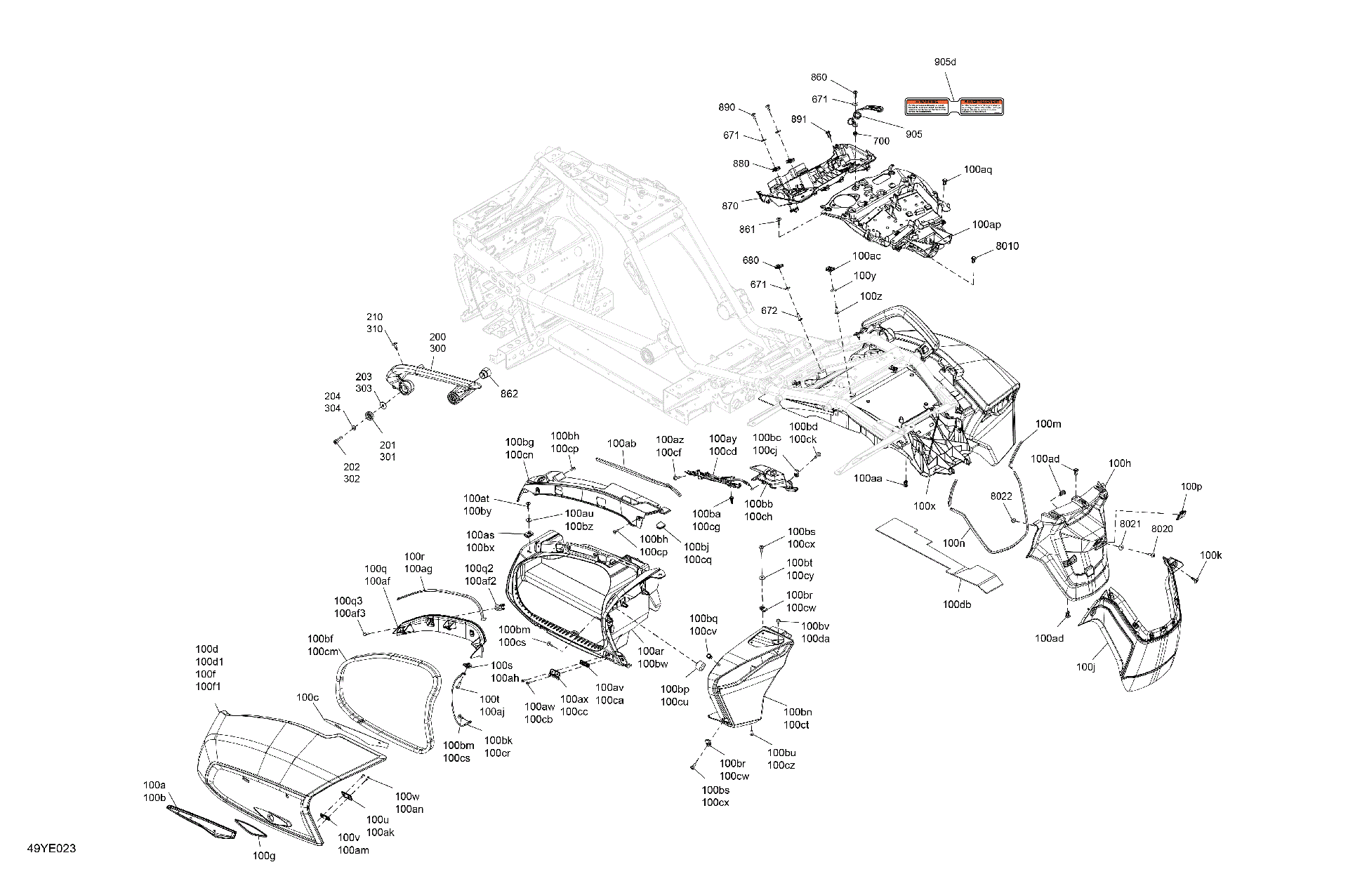 Fits 2009-2026 Can-Am | Ski-Doo North America - F3 - LIMITED - Dark Edition - H8TA - Mineral Reflector RED, OEM Part # 705003412 - schematic diagram