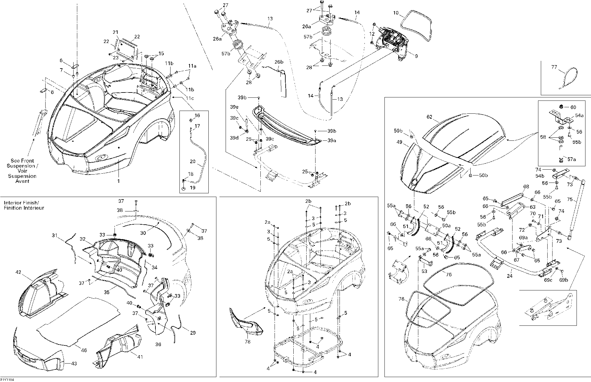 Fits 2012 Can-Am Accessory / Spyder RT-Trailer Front Cover LAVA Bronze, OEM Part # 705005932 - schematic diagram