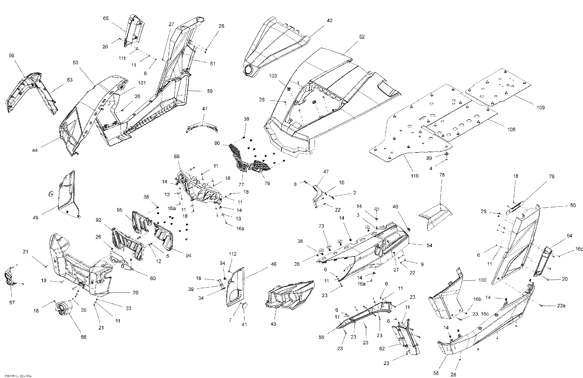 Fits 2013 Can-Am Commander STD Removable HOOD White, OEM Part # 705006057 - schematic diagram