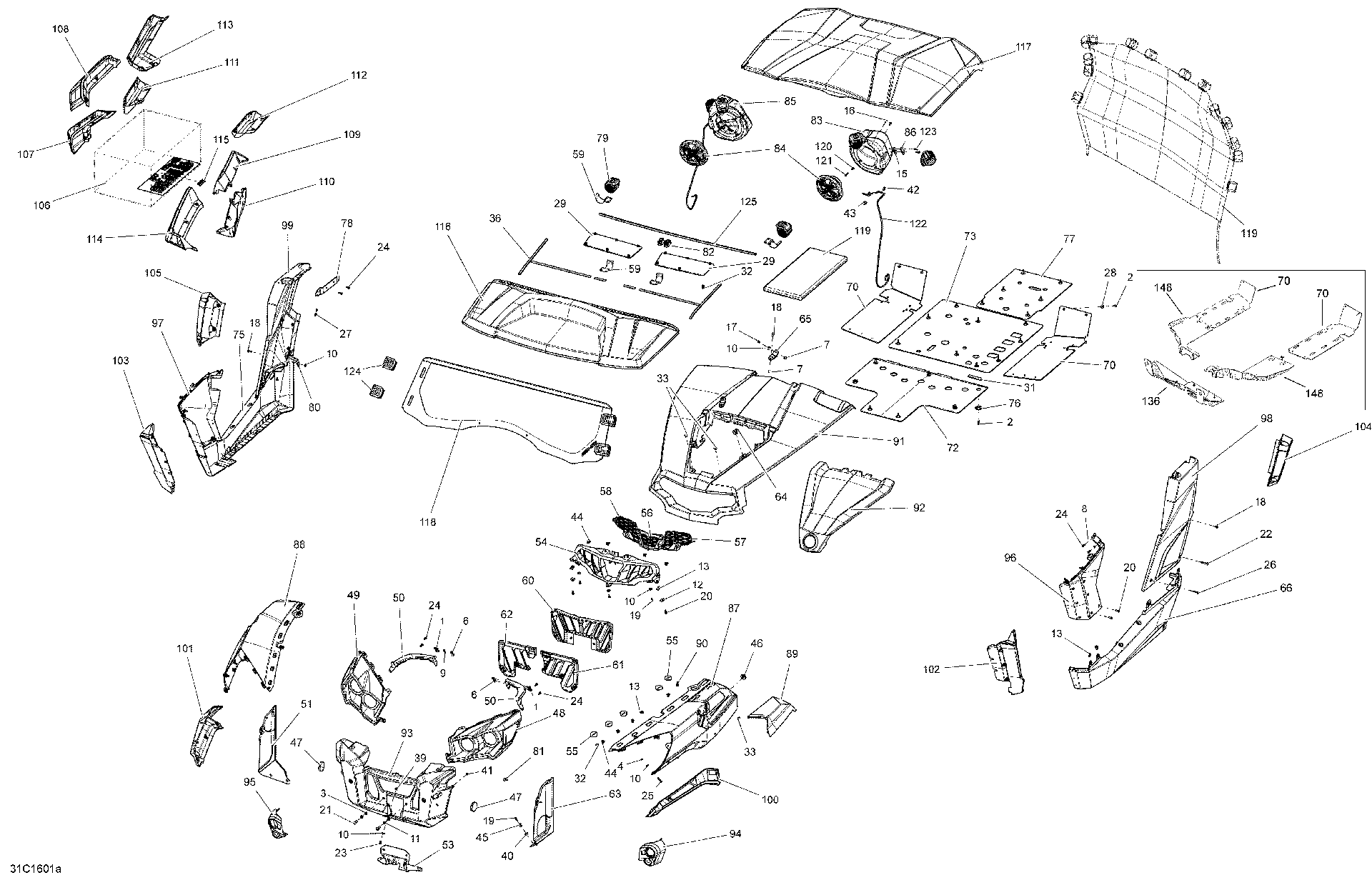 Fits 2014-2016 Can-Am Commander - Commander MAX / Commander 1000_STD_DPS_XT_XTP Panel, BODY FL B-160, OEM Part # 705007167 - schematic diagram
