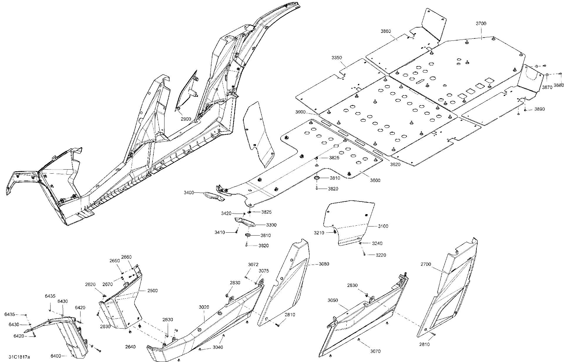Fits 2014-2018 Can-Am 2- Maverick MAX / 2-Maverick MAX RH Panel Cover, White, OEM Part # 705007419 - schematic diagram