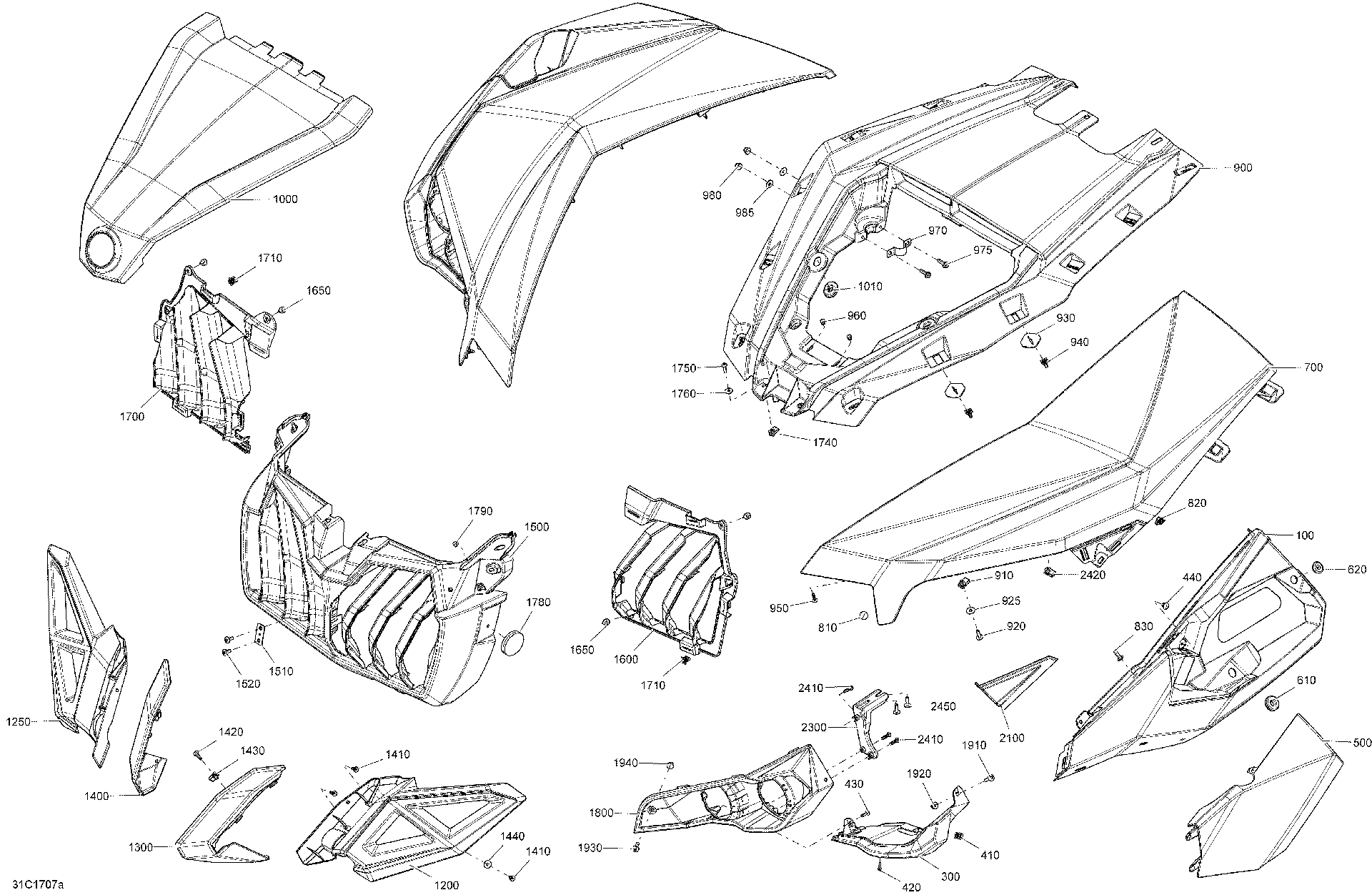 Fits 2015-2017 Can-Am 2-Maverick MAX / Maverick - Maverick MAX Panel, BODY FL B-CF, OEM Part # 705008536 - schematic diagram