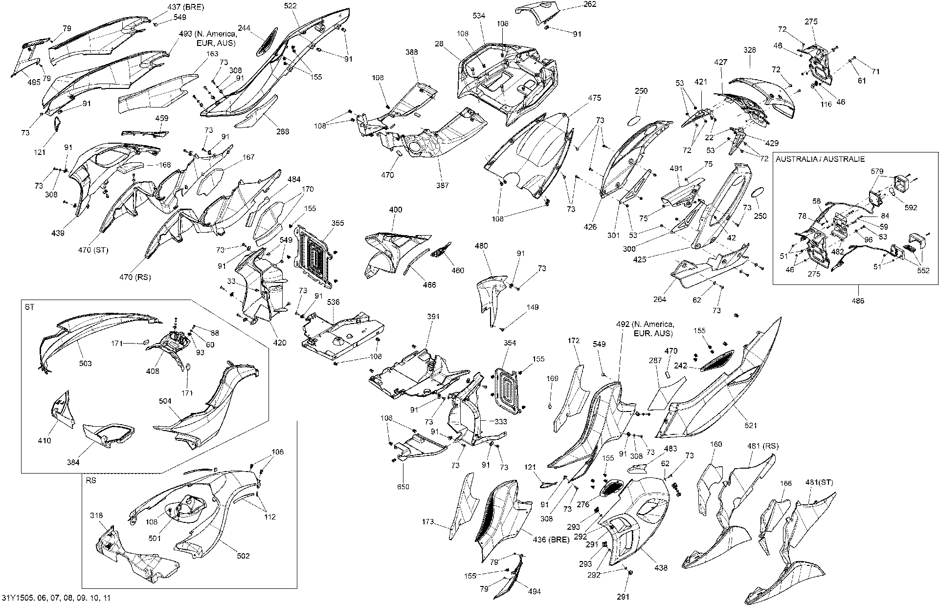 Fits 2015 Can-Am Spyder ST Limited SE5 REAR TIP, OEM Part # 705008846 - schematic diagram