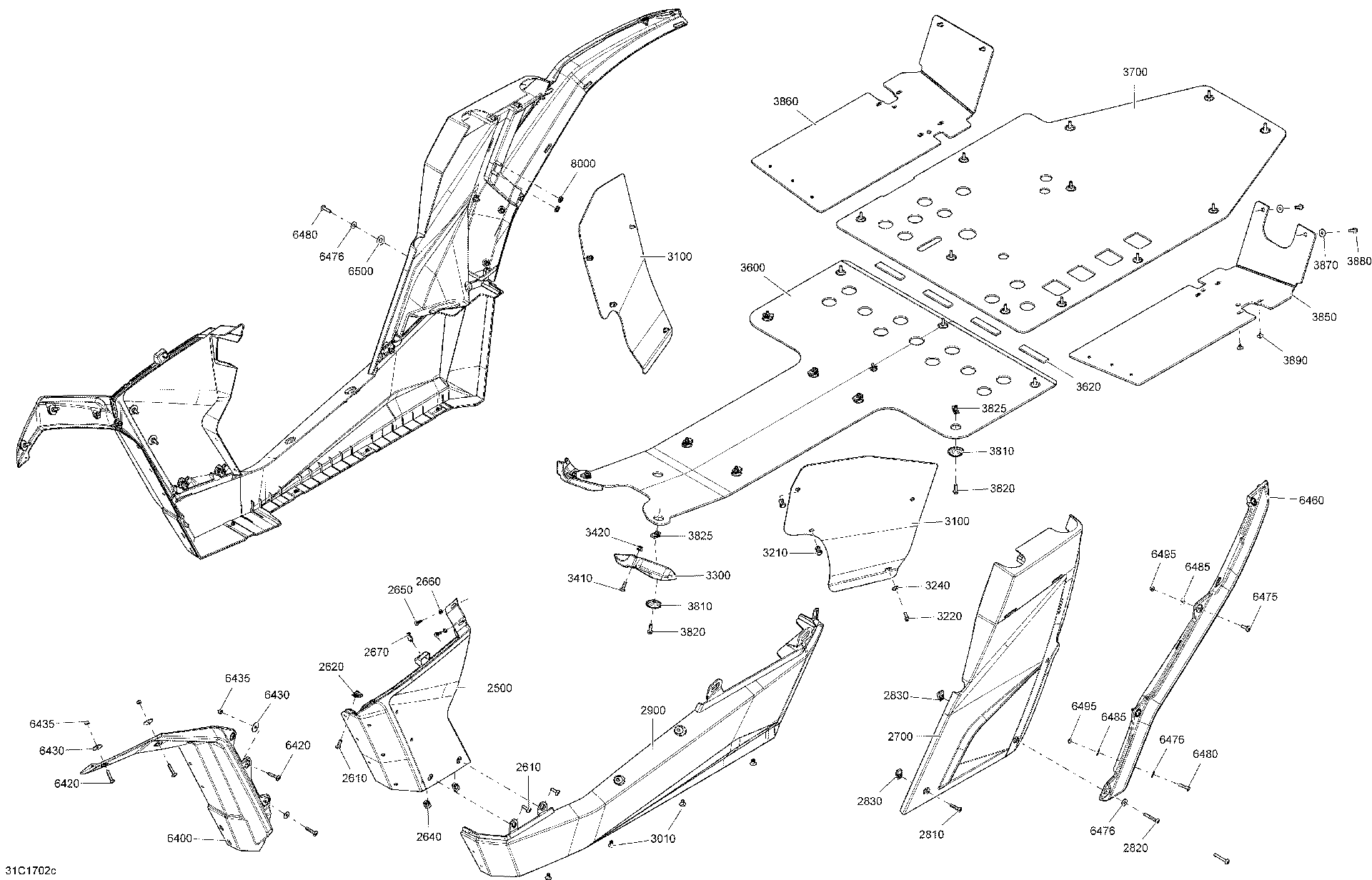 Fits 2016-2017 Can-Am 1-Maverick / Maverick - Maverick MAX Panel, BODY REAR L B-365, OEM Part # 705010322 - schematic diagram