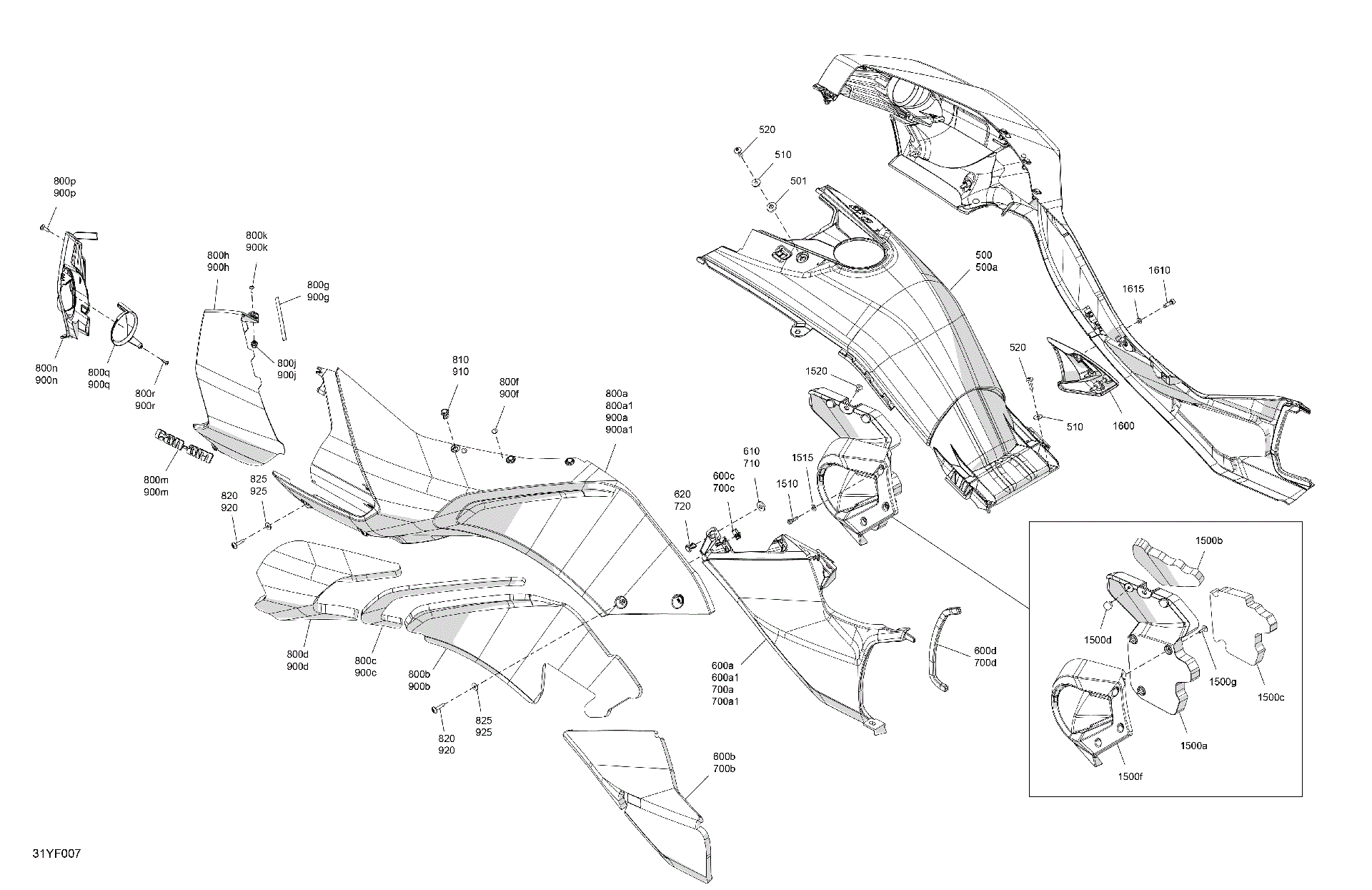 Fits 2024-2026 Can-Am Australia - F3 - LIMITED - Special Edition - H7TF - Mars Red Fairing LH, OEM Part # 705010851 - schematic diagram