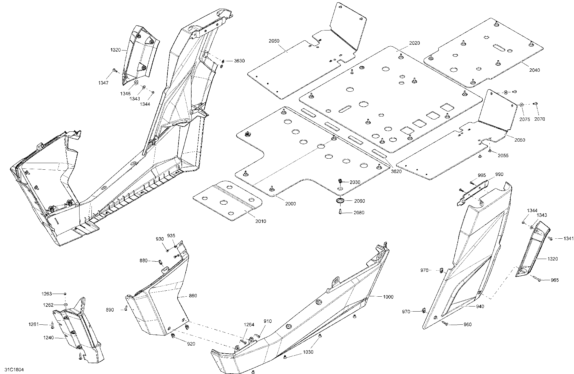 Fits 2018 Can-Am 1- Commander 800R EFI / 2- Commander 1000R EFI REAR LEFT Panel, Intense R, OEM Part # 705011564 - schematic diagram