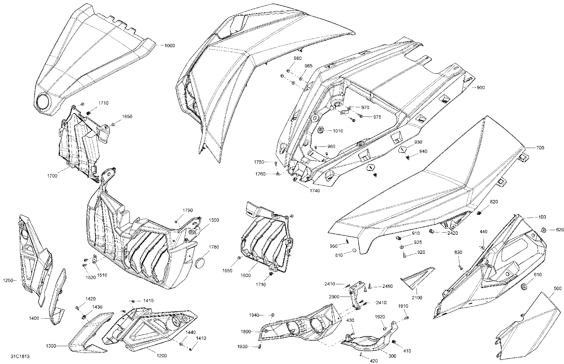 Fits 2018 Can-Am 1- Maverick Panel, BODY UP L B-352, OEM Part # 705012260 - schematic diagram