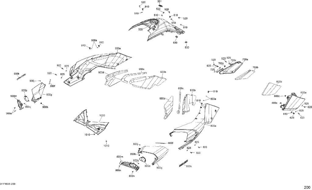 Schematic diagram for Fits 2018 Can-Am F3 LTD SE6 / F3 S SM6 & SE6 LH Air Scoop Jet Black, OEM Part # 705012448