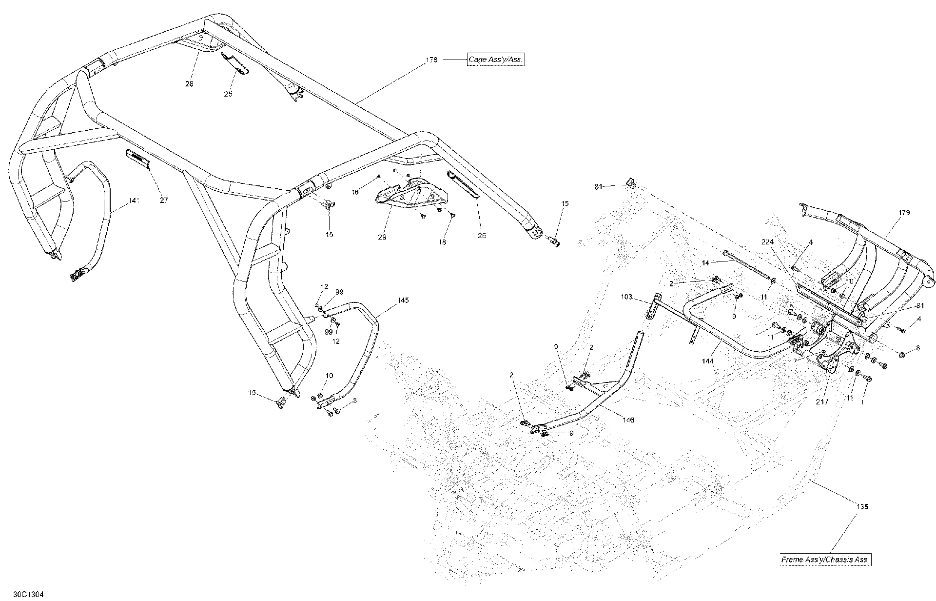 Fits 2013 Can-Am Maverick 1000 RH SIDE Protector TUBE, OEM Part # 705203321 - schematic diagram