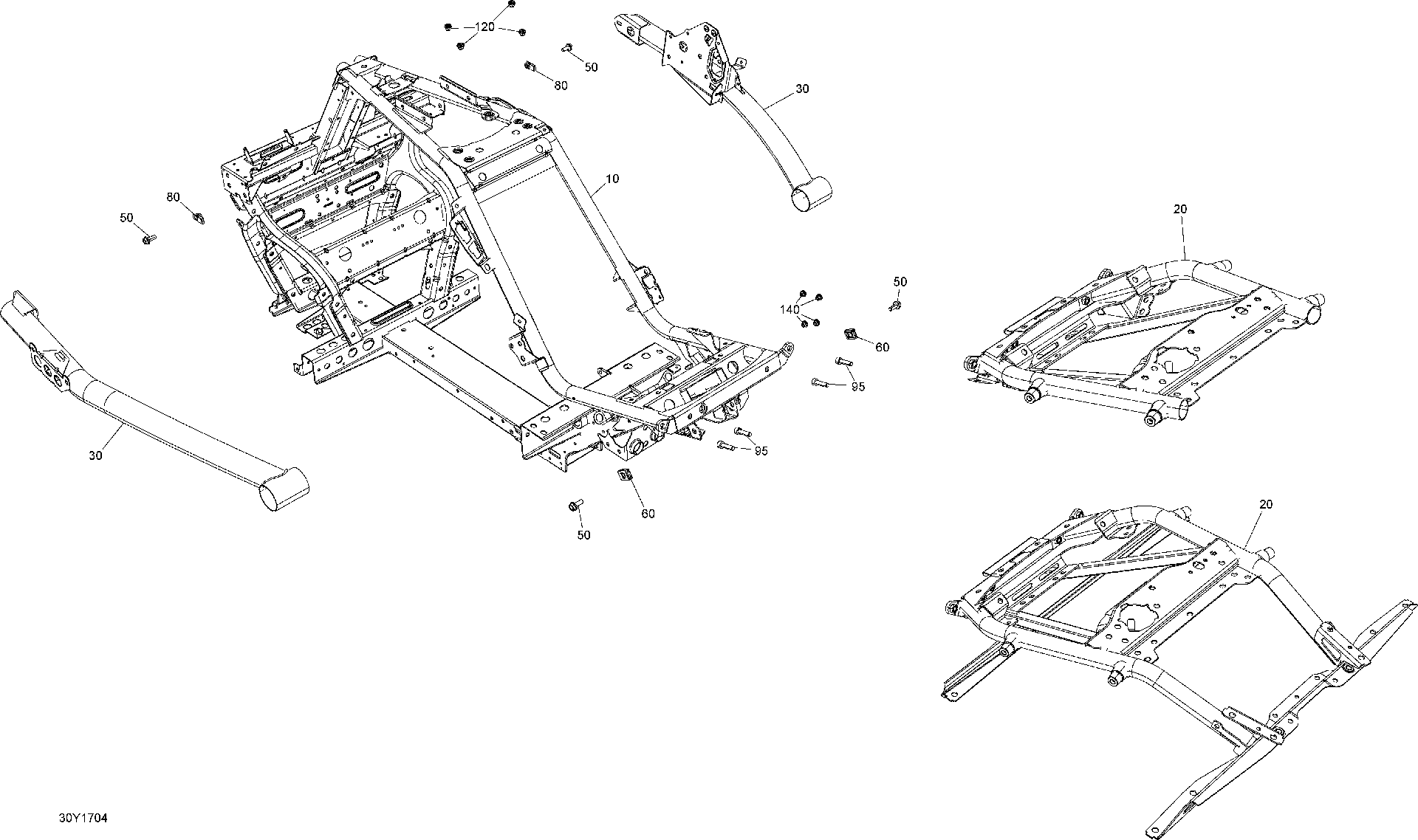 Fits 2017-2018 Can-Am F3 S SM6 & SE6 / F3 RH Support, Yellow, OEM Part # 705205576 - schematic diagram