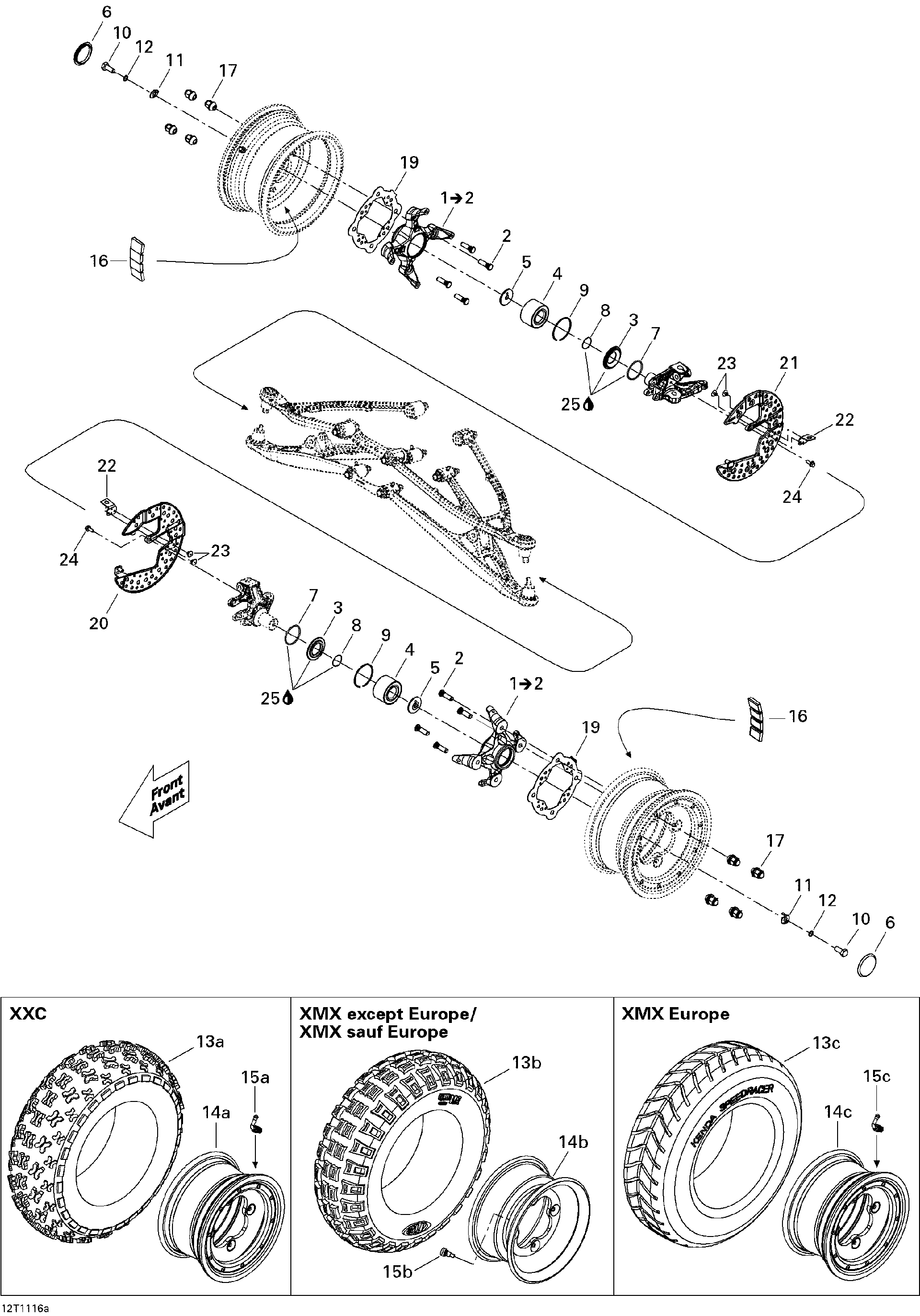 Fits 2009, 2011 Can-Am DS 450 Xxc / DS 450 CE STD & X (3F9D TIRE 21X7R10 F, OEM Part # 705400640 - schematic diagram