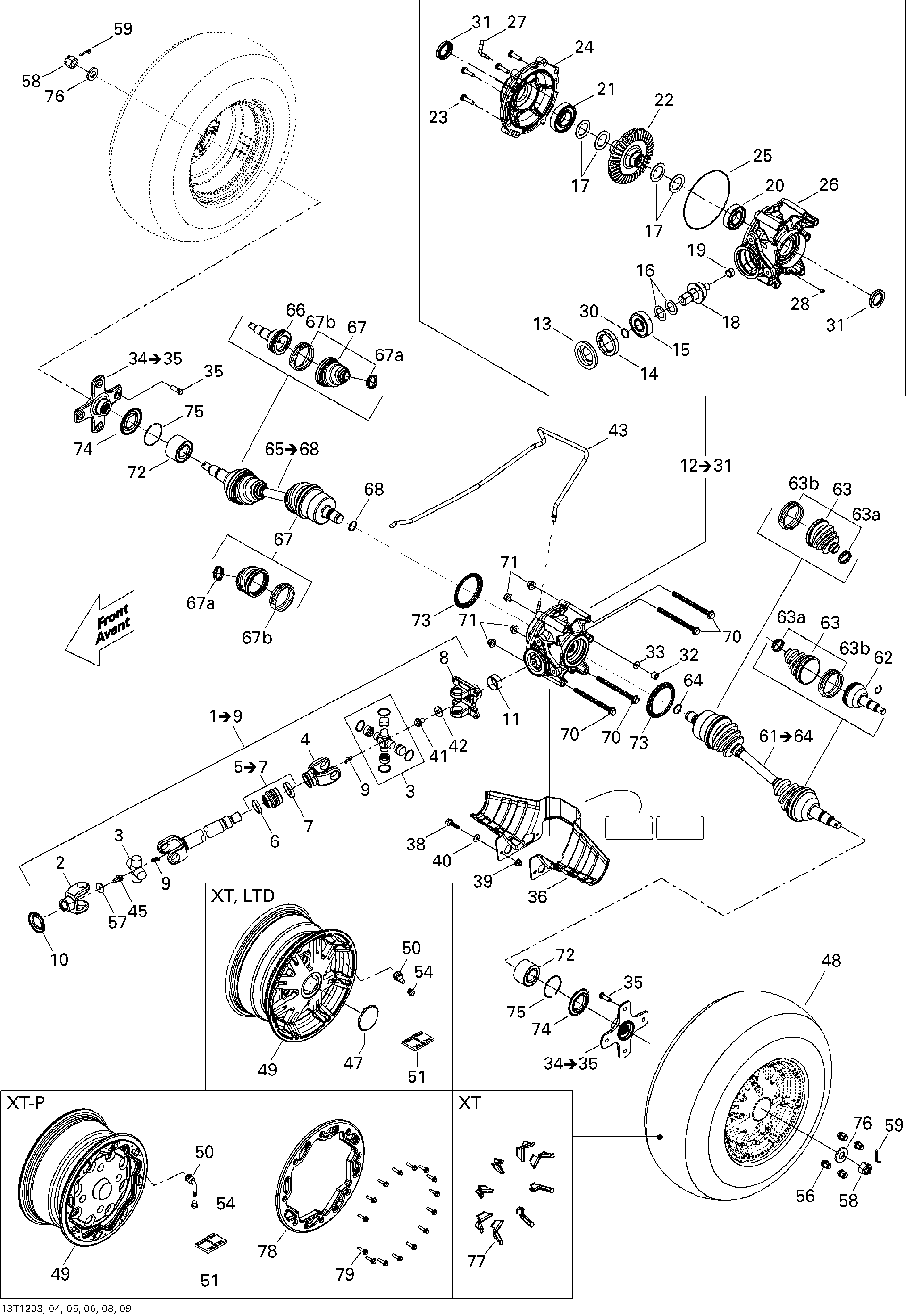 Fits 2012 Can-Am Outlander 650EFI STD & XT FIN Wheel, OEM Part # 705401071 - schematic diagram