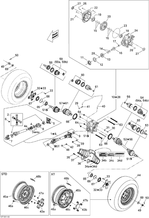 Fits 2009-2012 Can-Am Outlander Max STD / Outlander STD CV Joint, OEM Part # 705500978 - schematic diagram