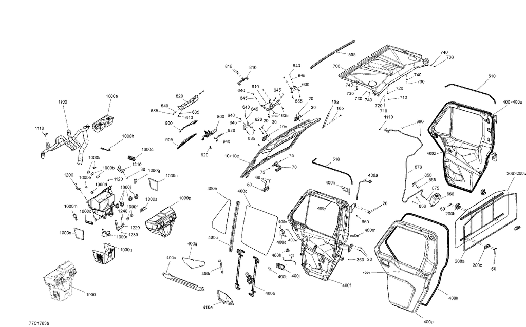 Schematic diagram for Fits 2017 Can-Am Defender HD8, HD10 Interior Handle Welded, OEM Part # 705800147