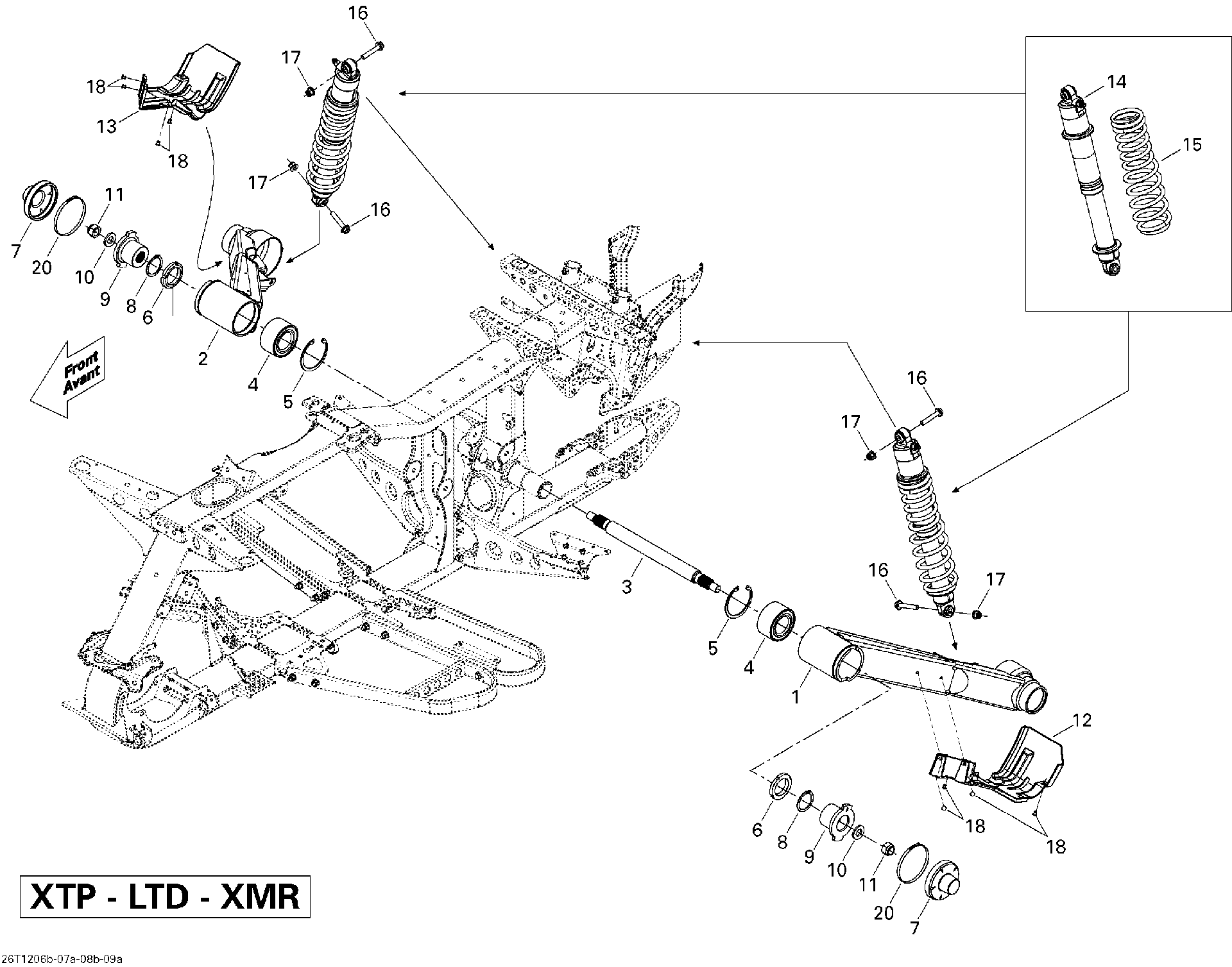Fits 2012 Can-Am Outlander 800REFI Xmr / Outlander MAX 650EFI STD LH Swing ARM, OEM Part # 706001188 - schematic diagram