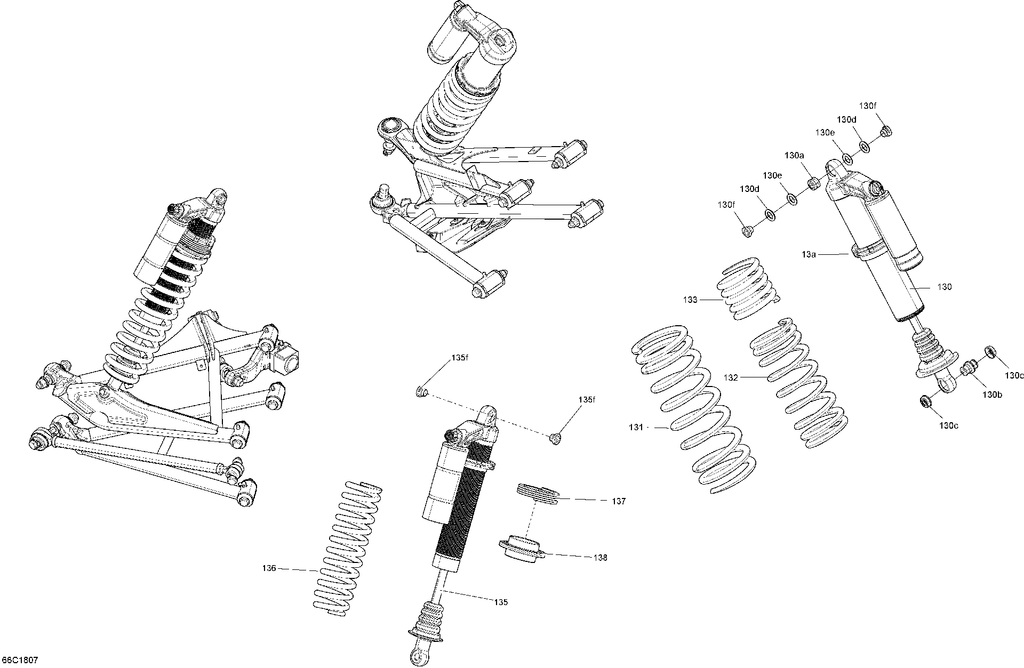 Fits 2017-2018 Can-Am 1- Maverick / 1-Maverick REAR Shock, OEM Part # 706002623 - schematic diagram